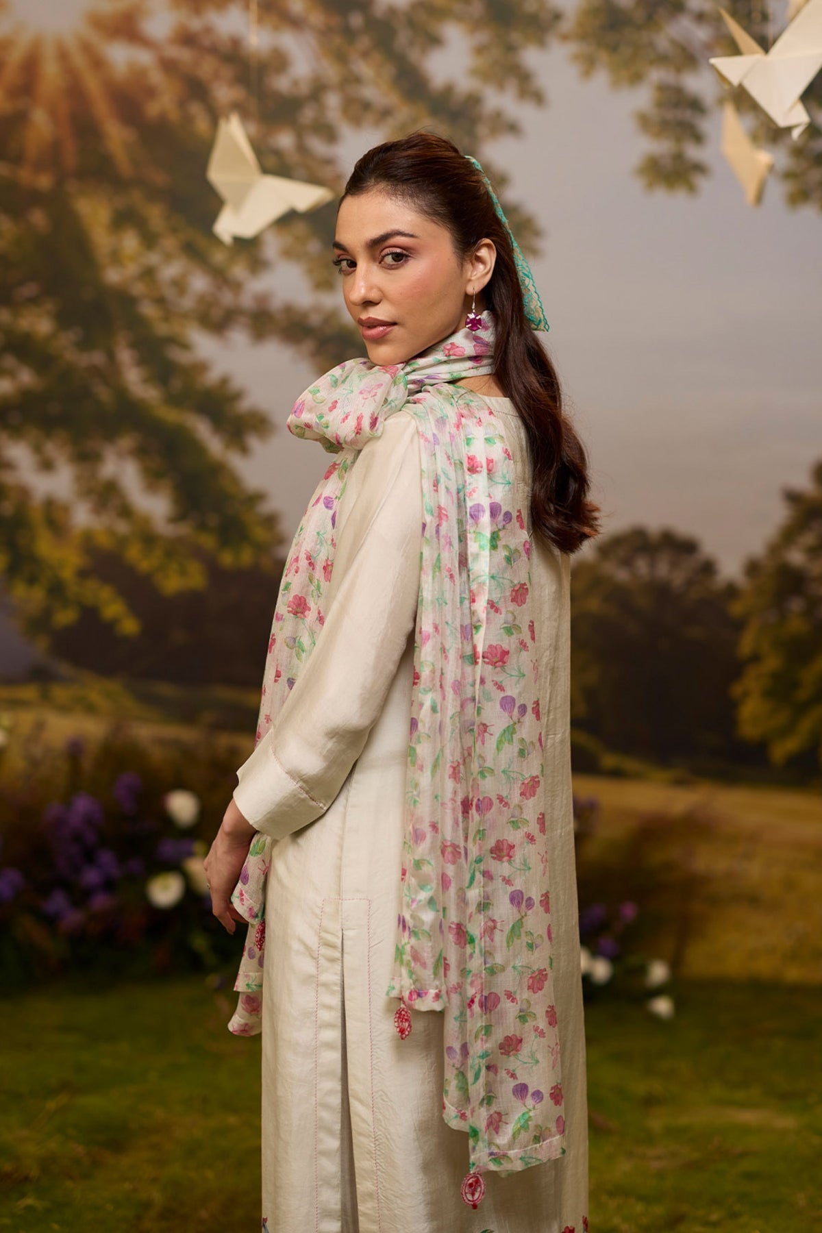 Under the Fig Tree Ivory Dupatta