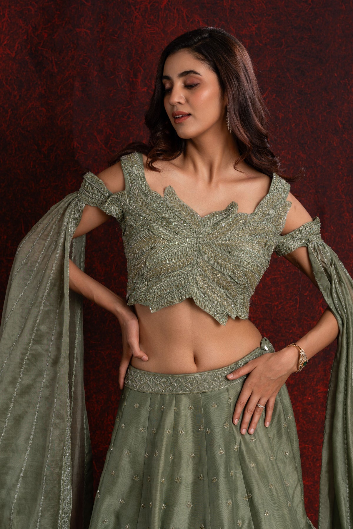 Embroidery Green Lehenga Set