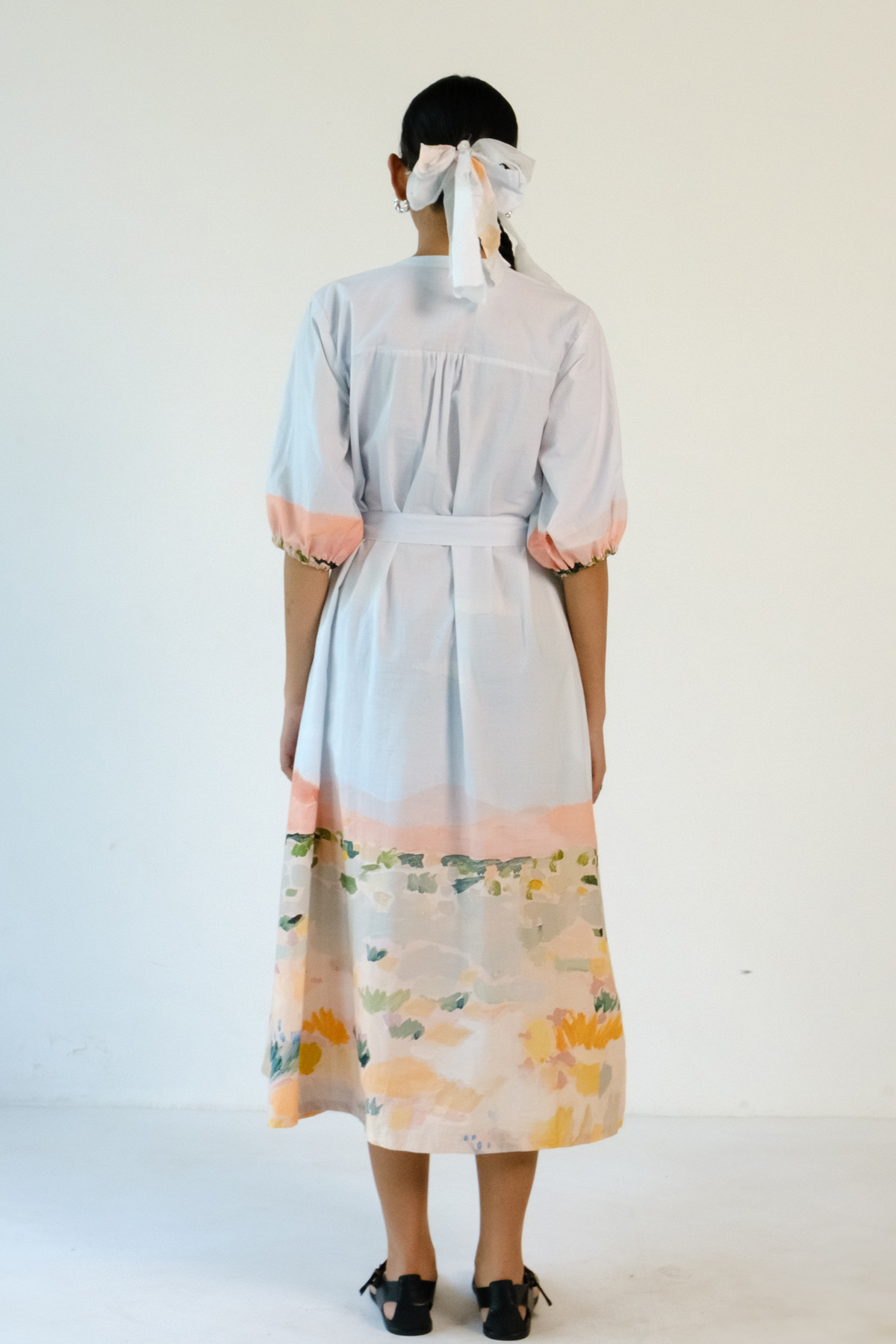 Abstract Printed Belt Dress