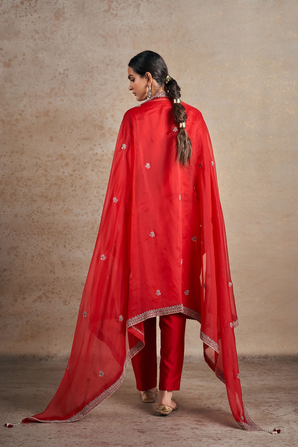 Ravishing Red Hand Embellished Kurta Set