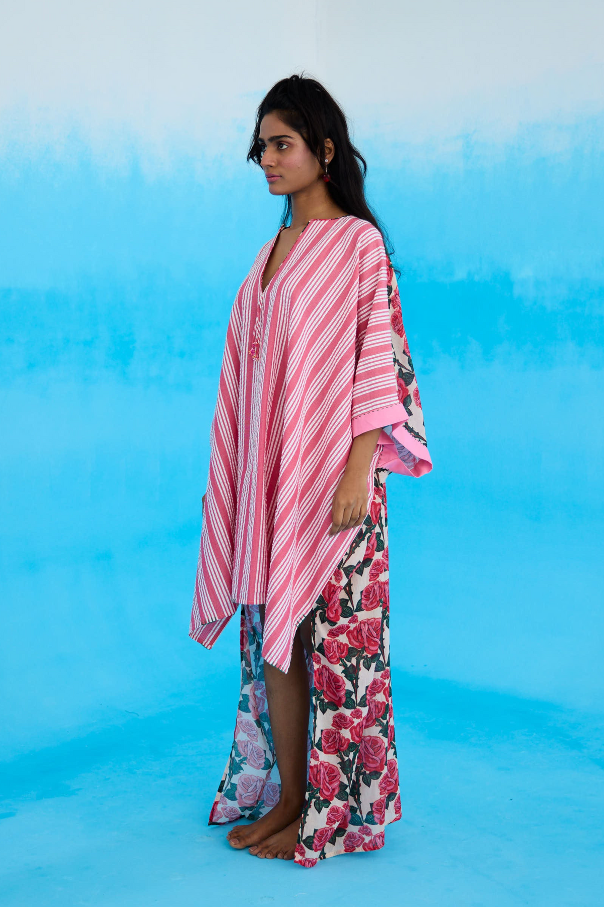 Pink Stripes Hi-low Kaftan