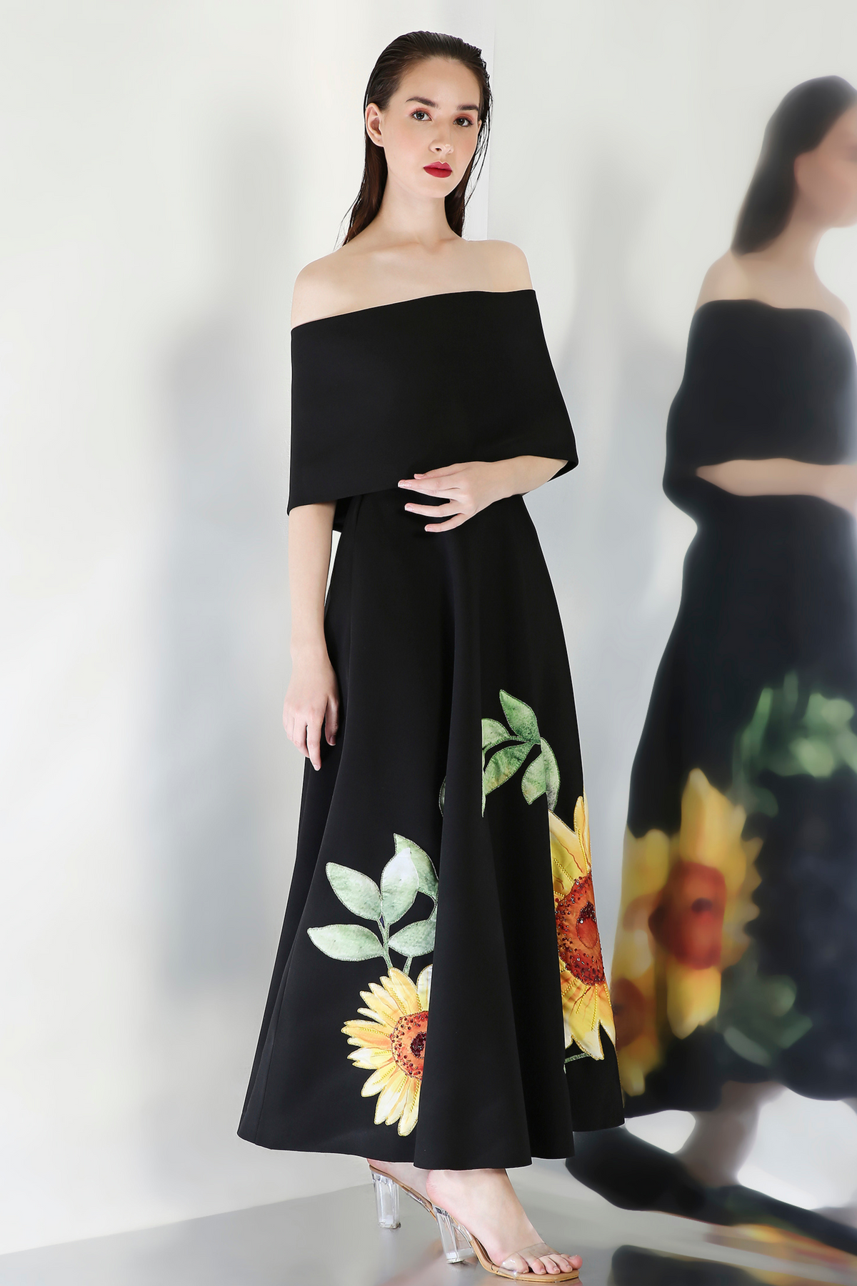 Sunflower Black Embroidery Dress