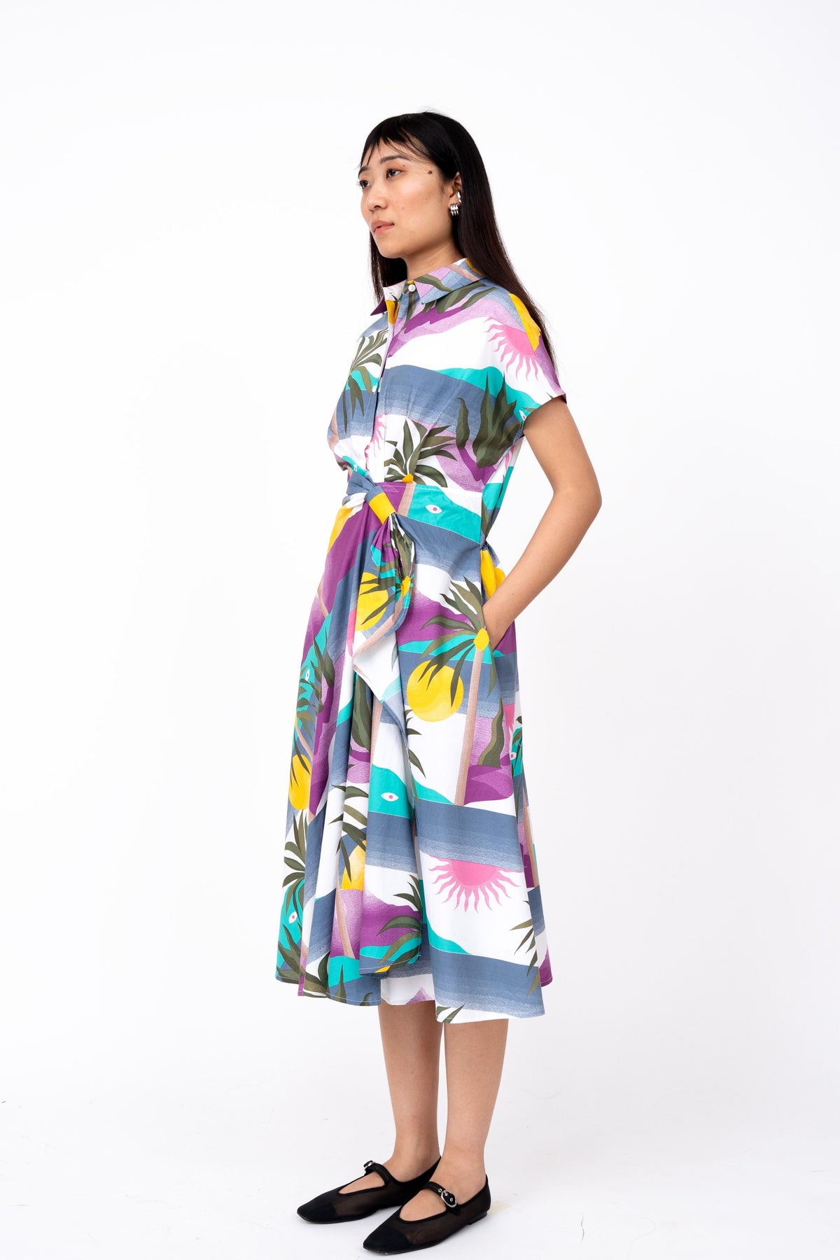 Island Print Wrap Dress
