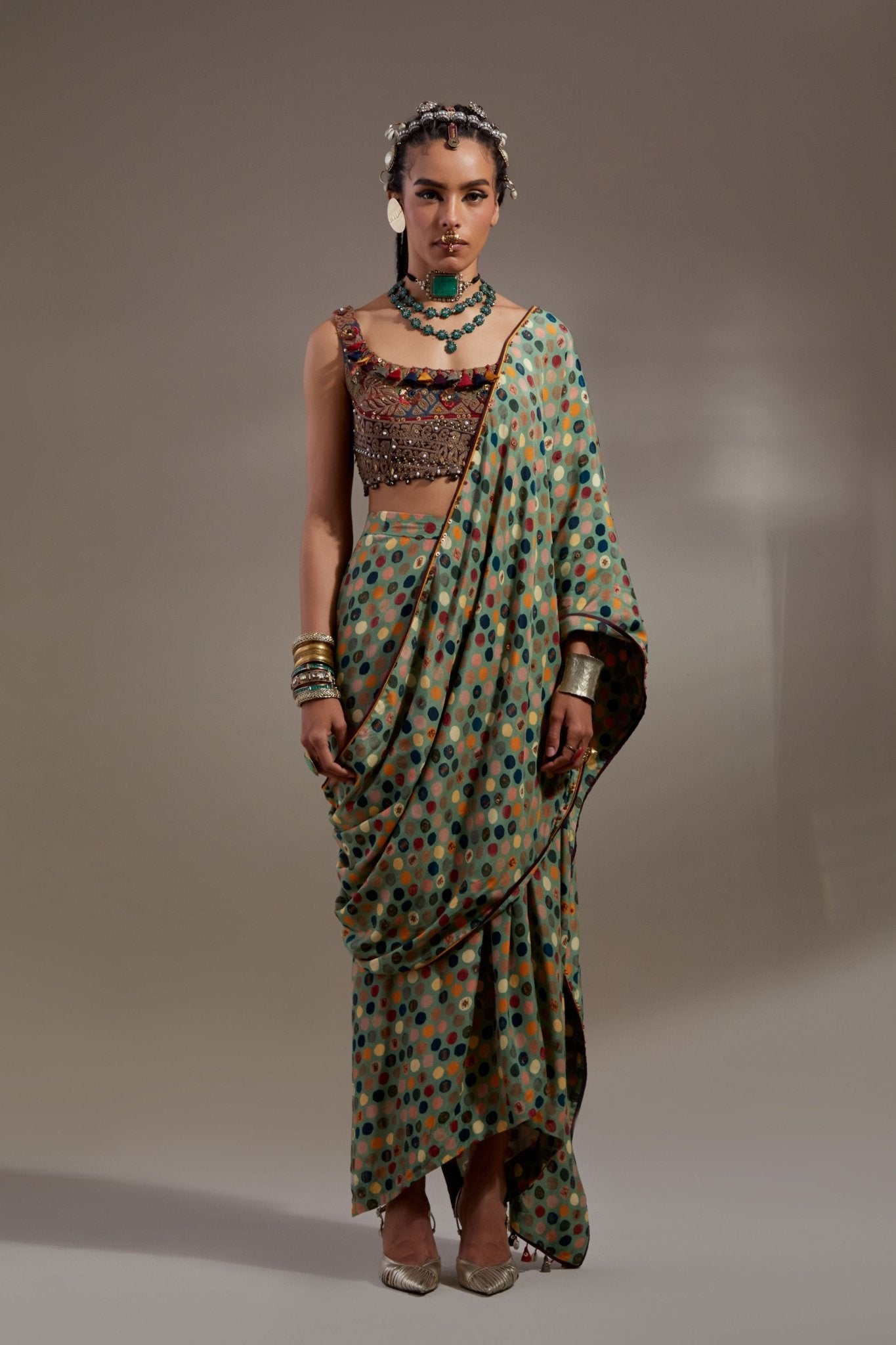 Soma Draped Saree Set - Aseem Kapoor - Elahe
