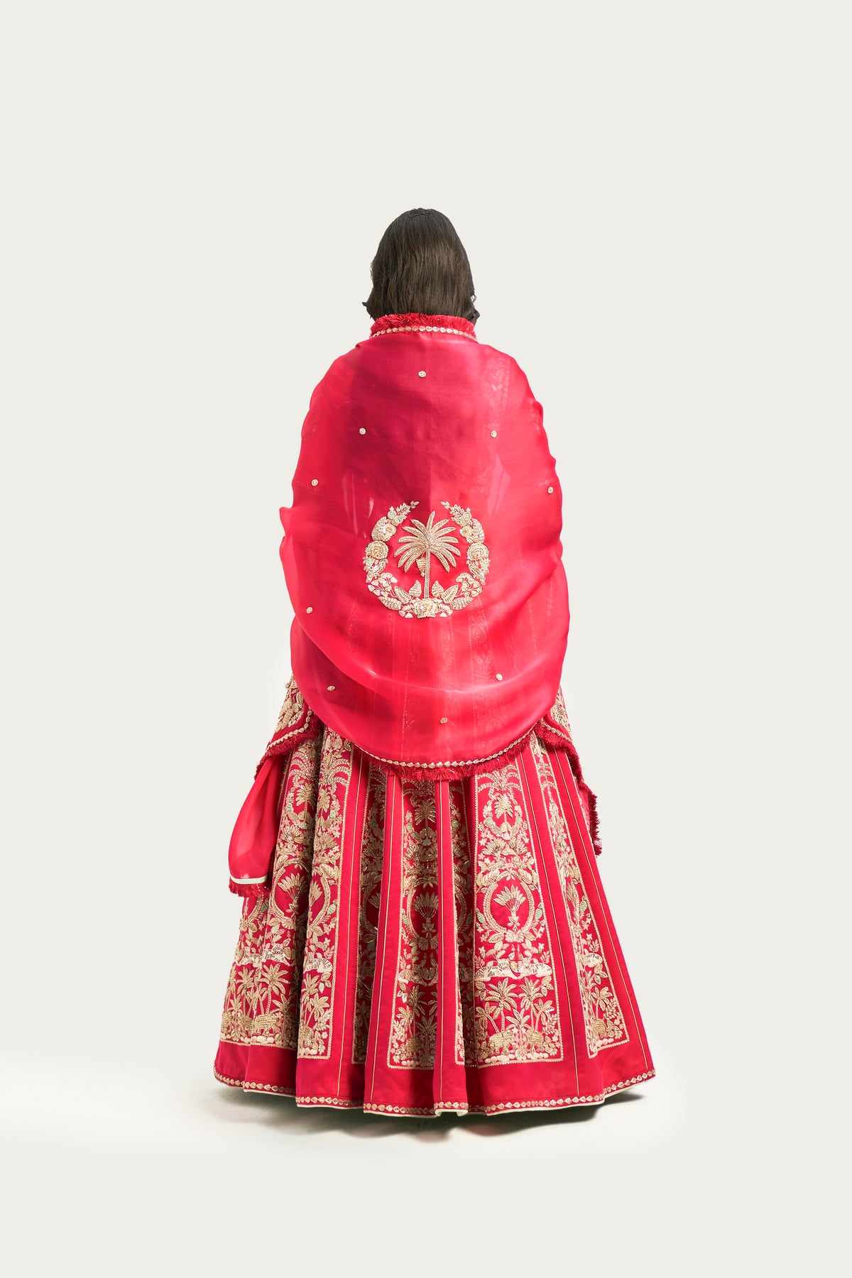 Jardin majorelle embroidered ruby lehenga set