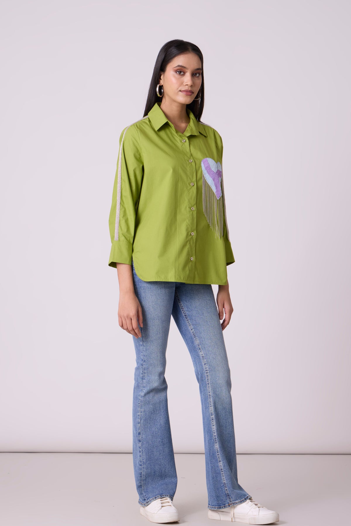 Emille Applique Matcha Green Shirt