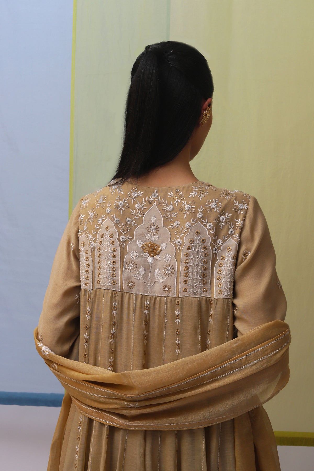 Beige Wahida Long Anarkali Set