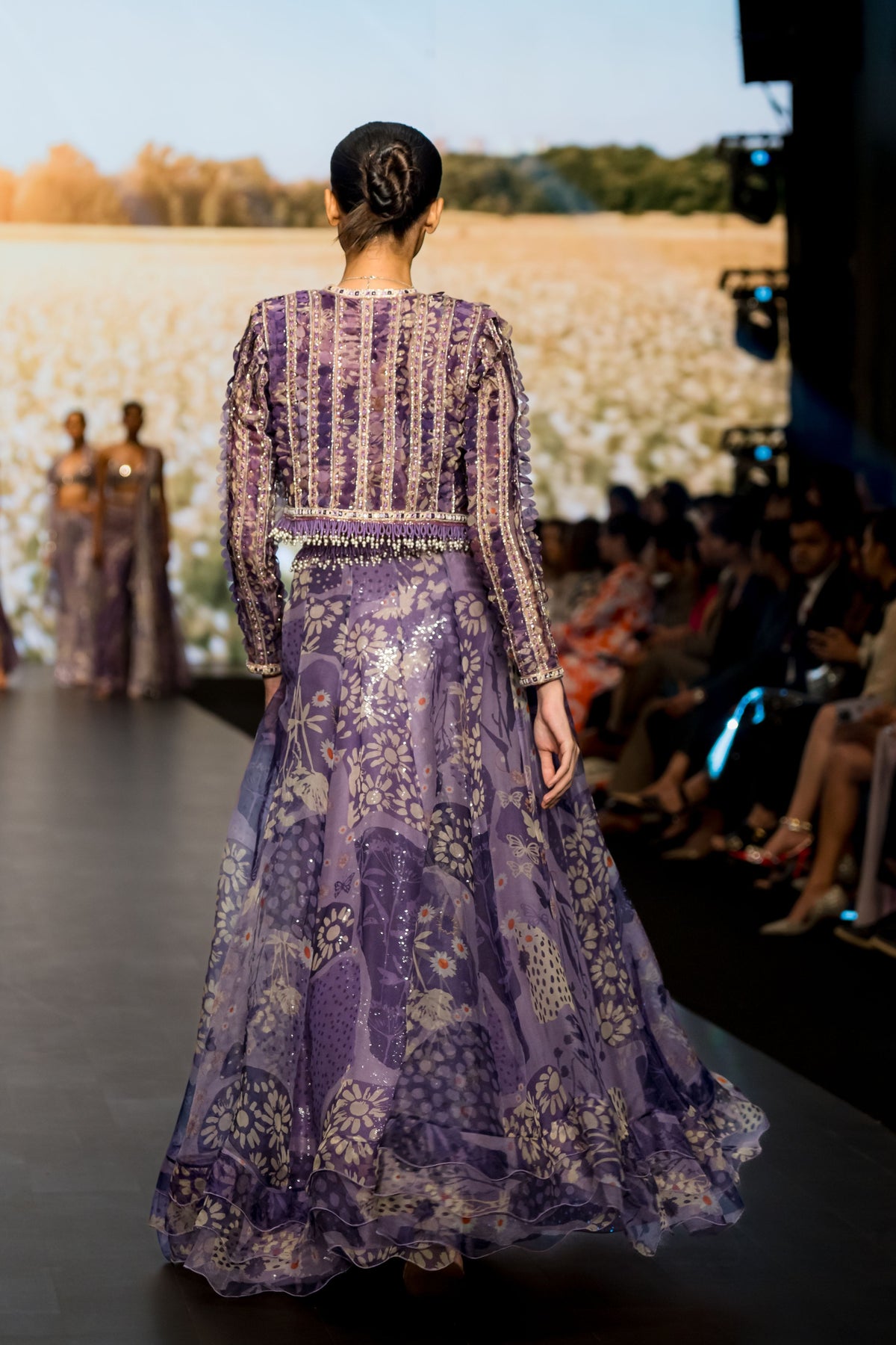 Purple Embroidered Short Jacket Set