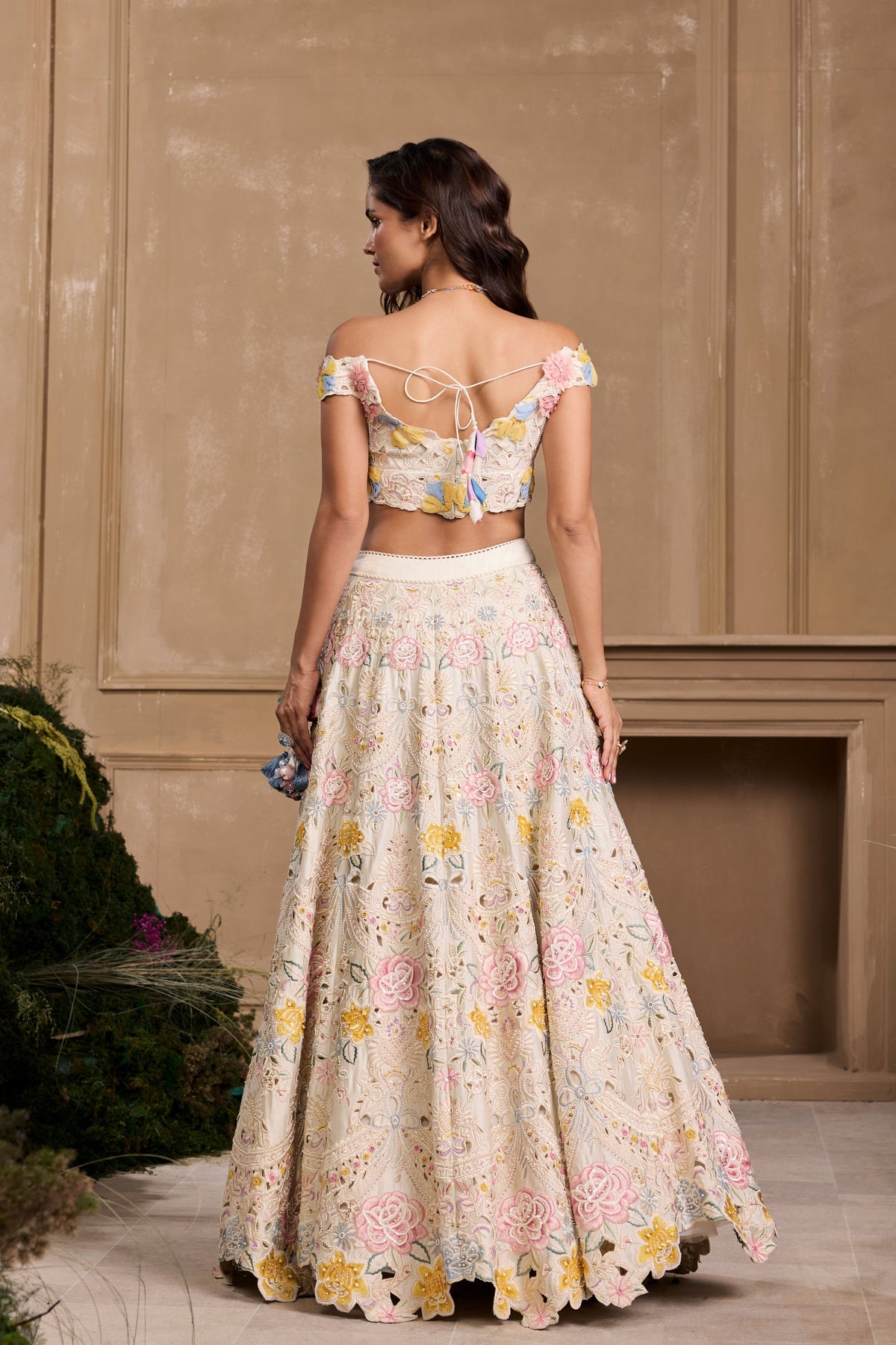 Ivory Pastel Floral Lehenga