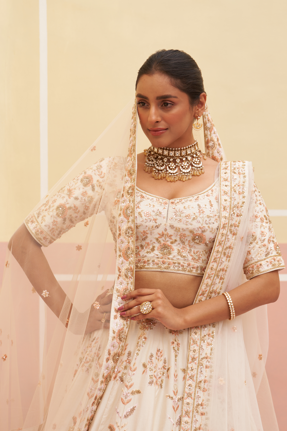 Ivory Silk Lehenga Set