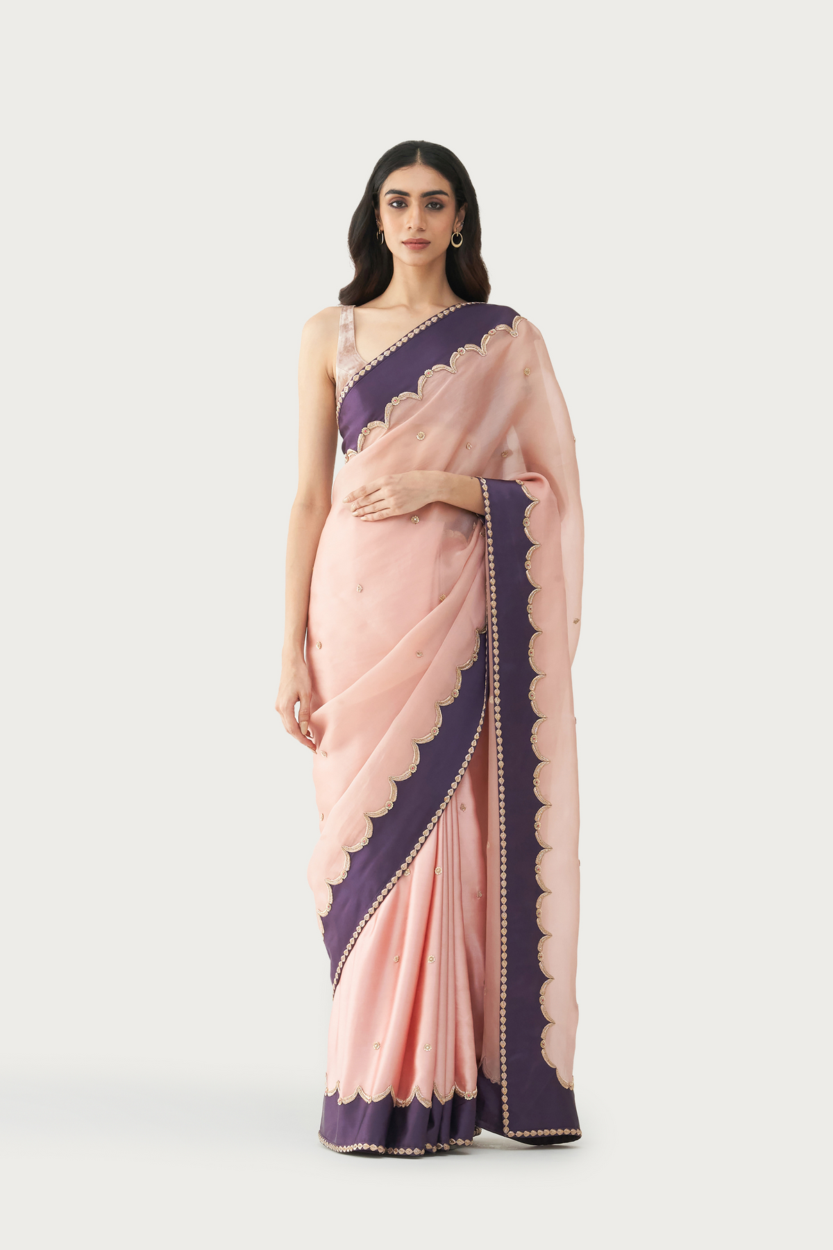 Firdaus charcoal embroidered saree