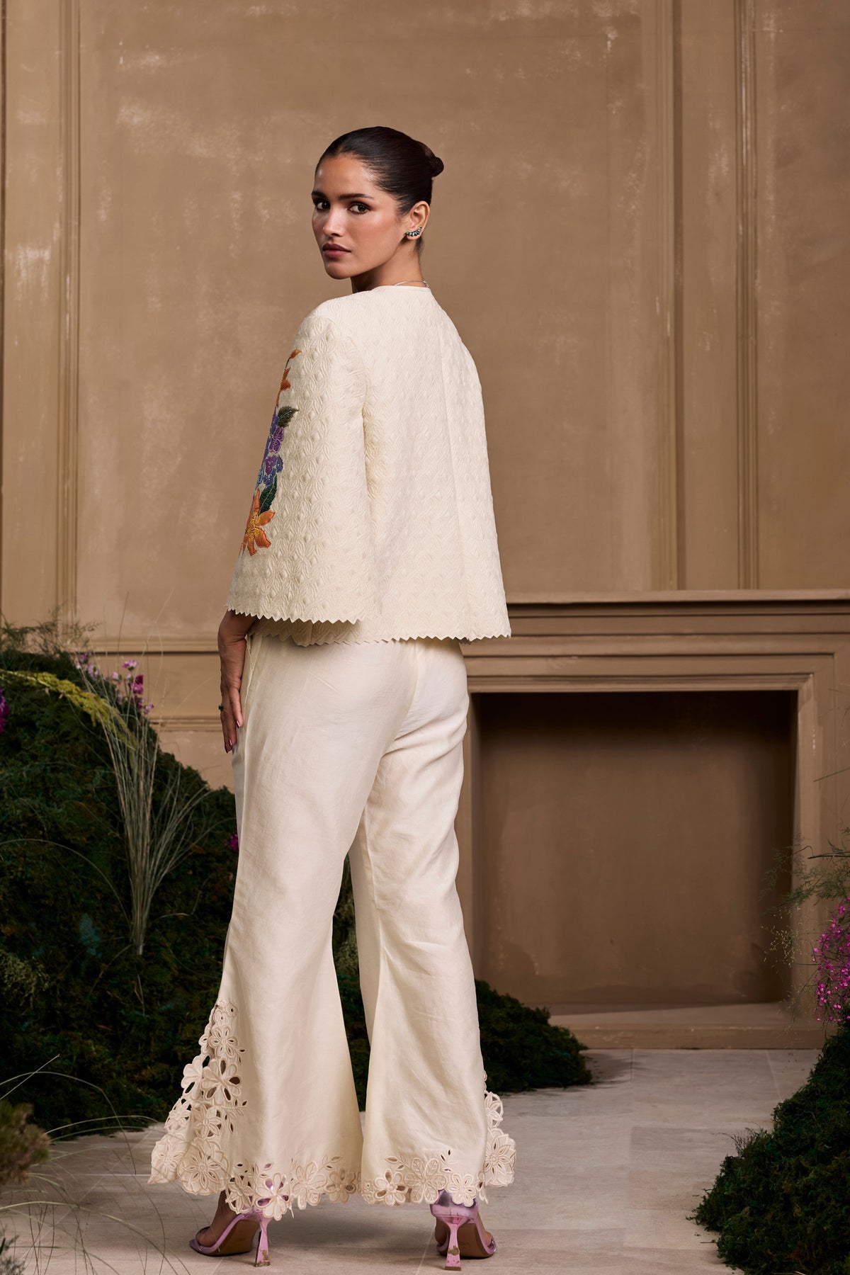 Ivory Floral Short Jacket