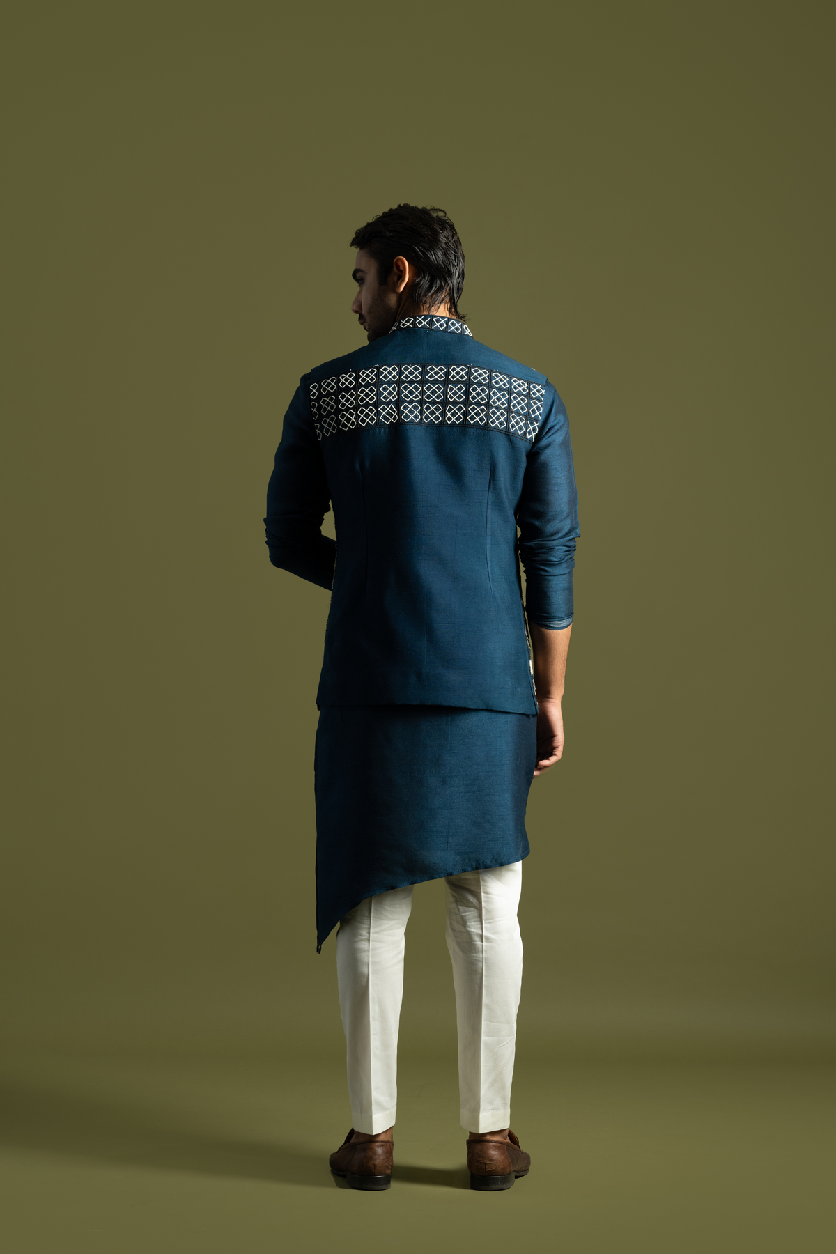 Teal Blue Silk  Kurta Set