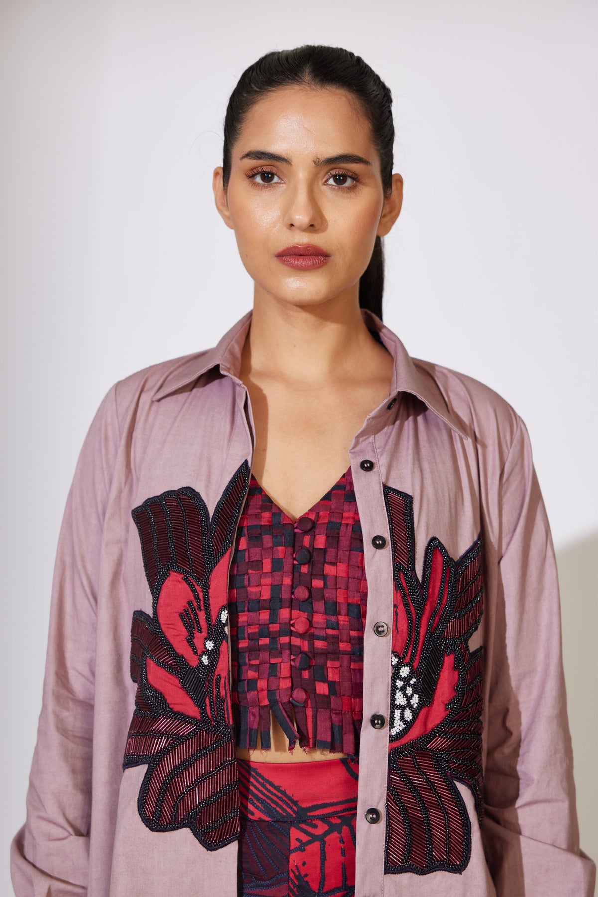 Peach Plain Patch Shirt