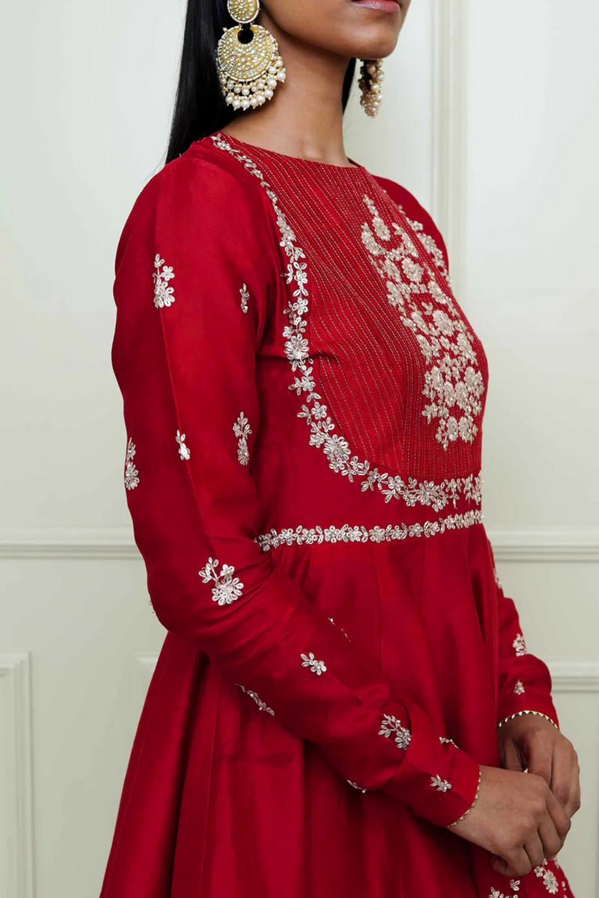 Scarlet red kurta with gharara set