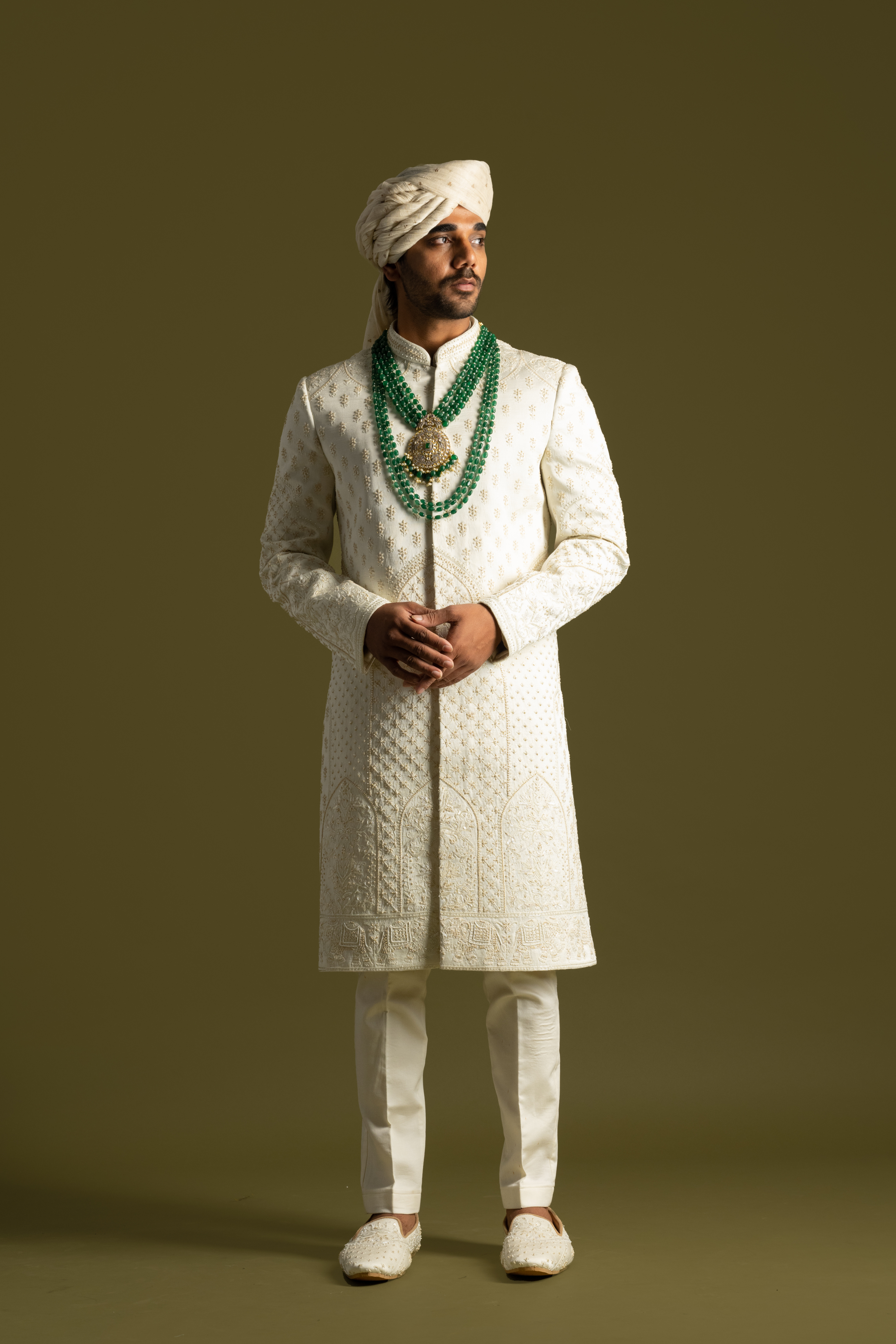 Paarsh Menswear - Ivory Sherwani Set - Elahe