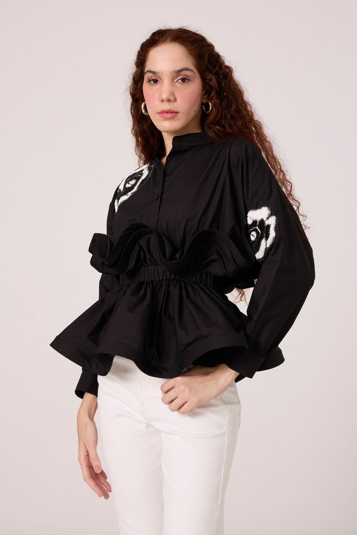 Alexa Applique Black Shirt