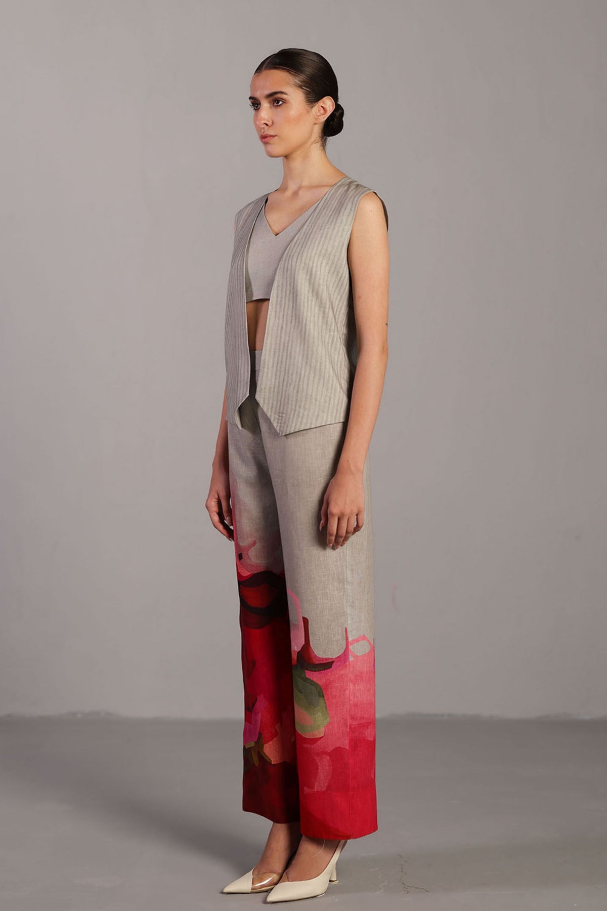 Diffuse Crimson Red and Grey Top