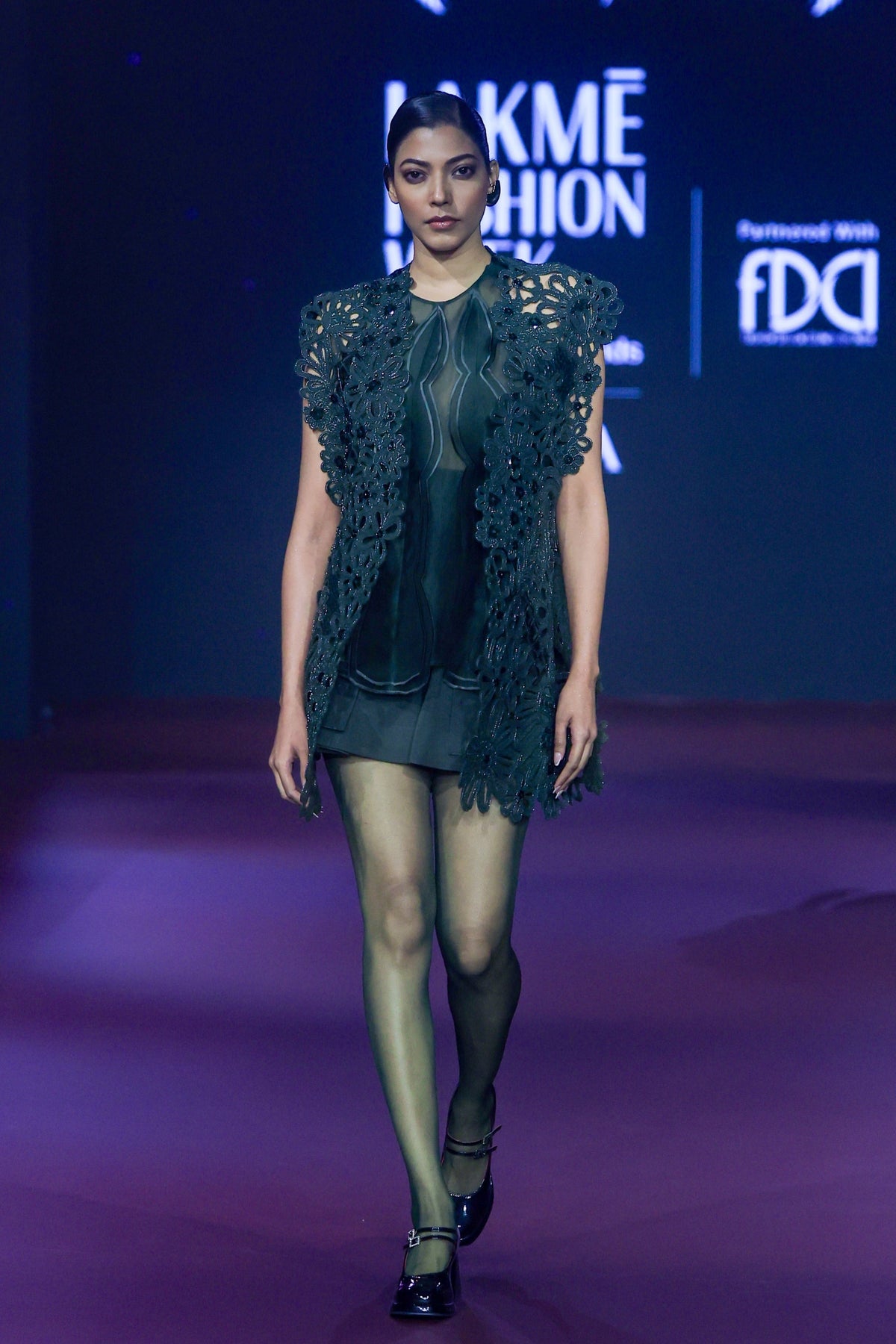 Green Cutwork Jacket Set