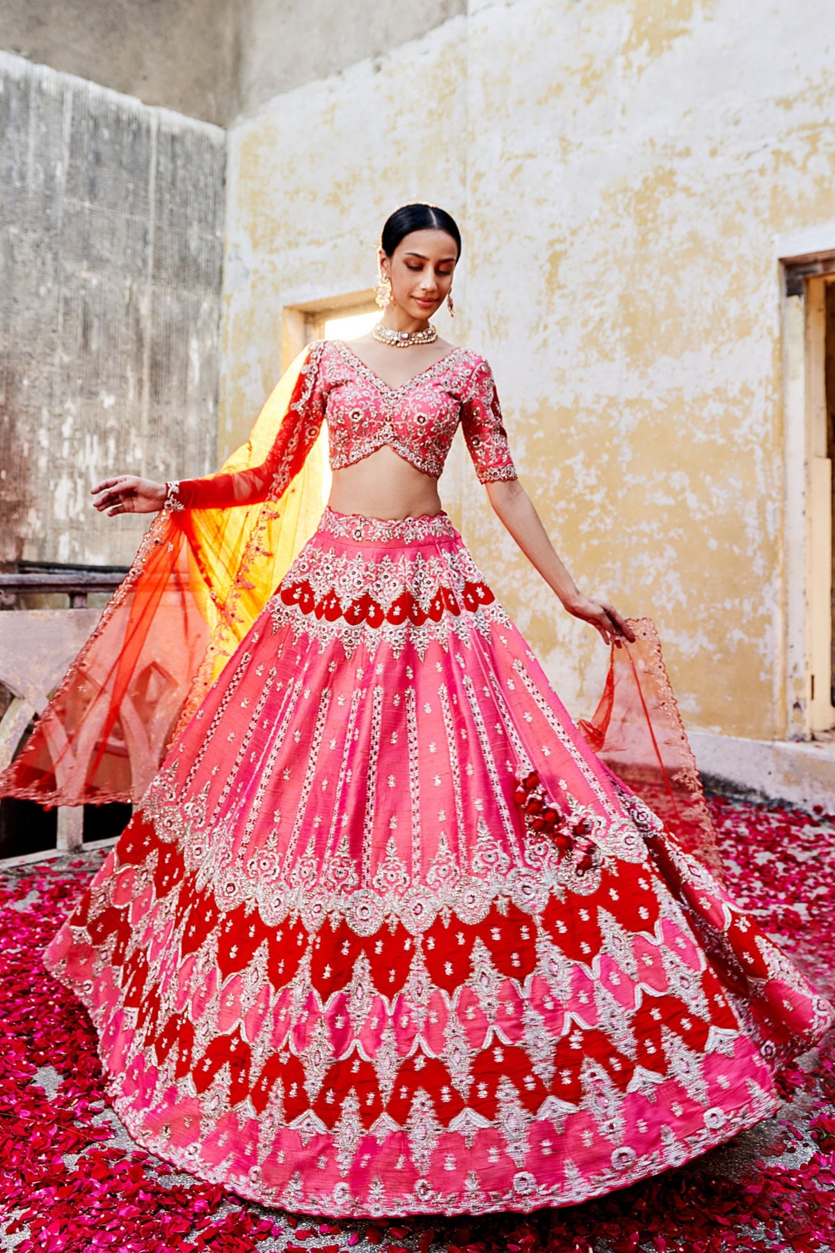 Pink red lehenga