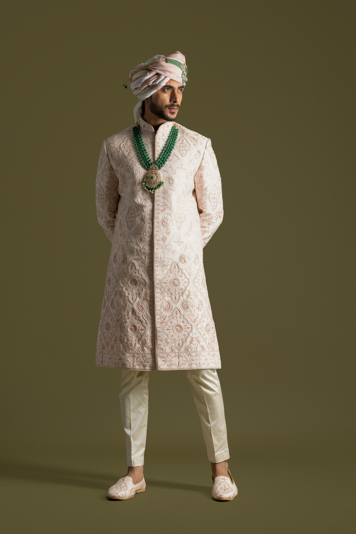 Powder Pink Sherwani Set