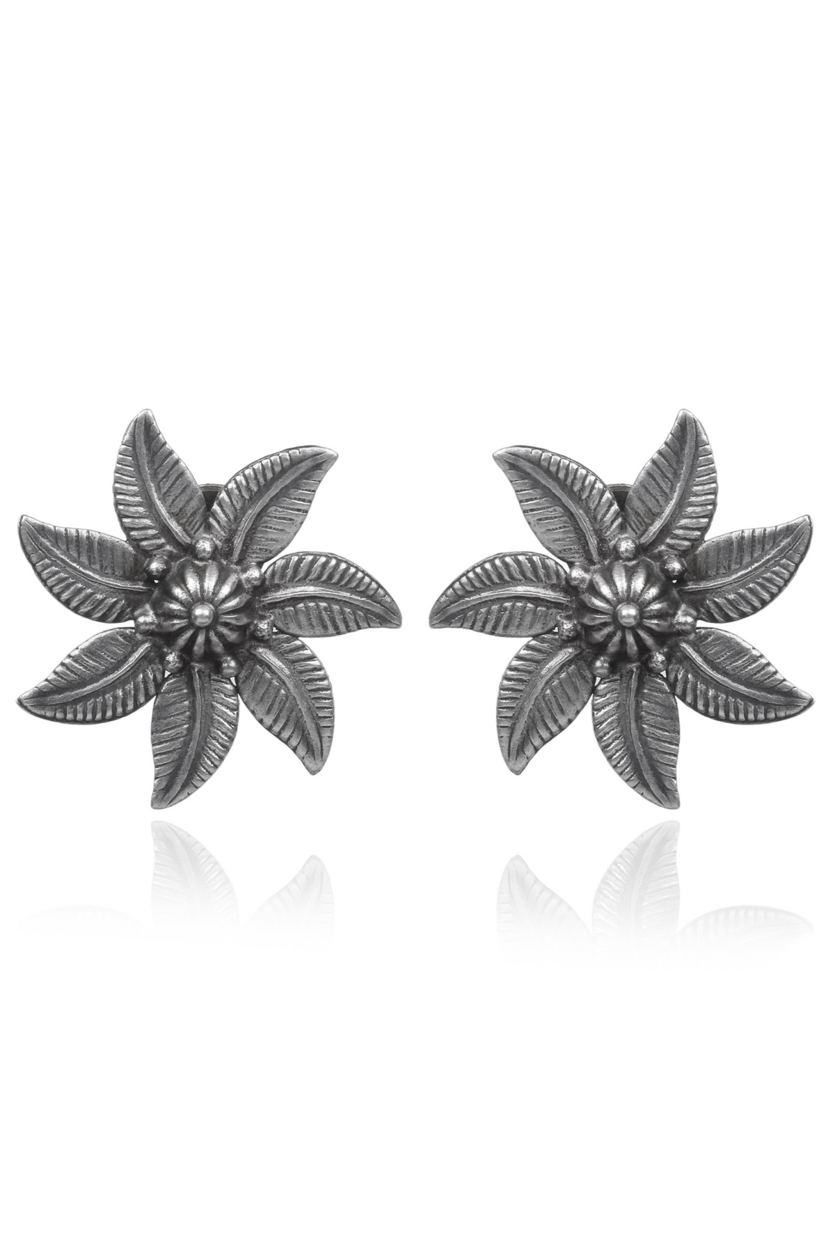 Jannat Silver Floral Earrings