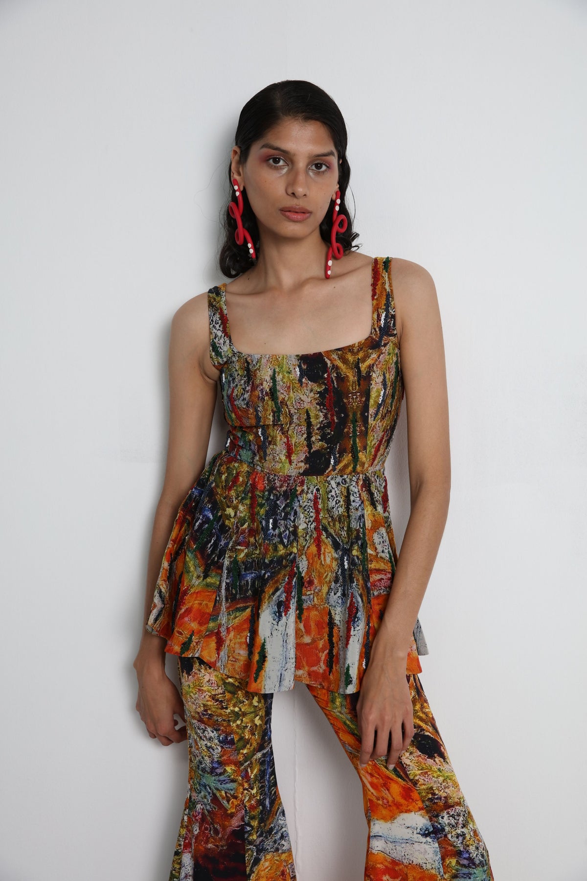 Multicolour Hand Embroidered Sharara Set