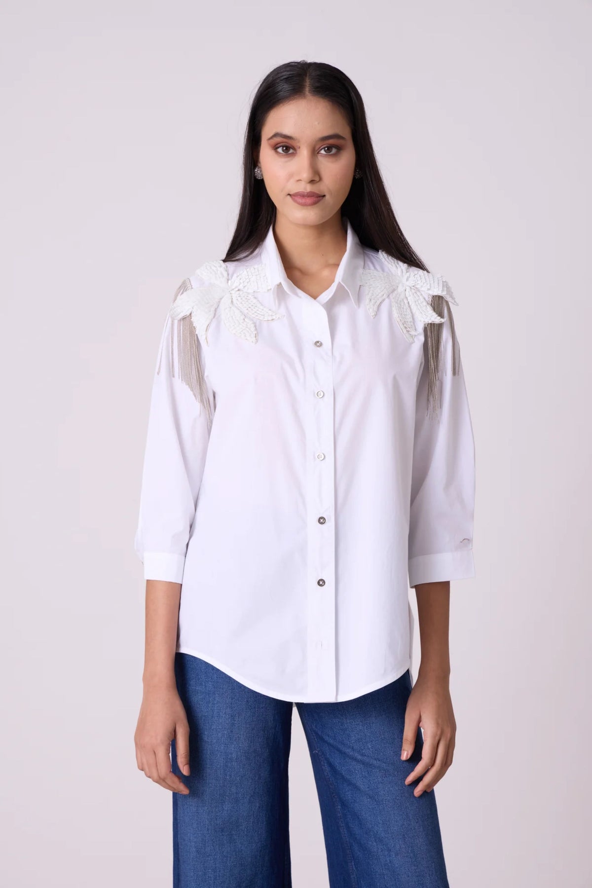 Jules Applique Bright White Shirt