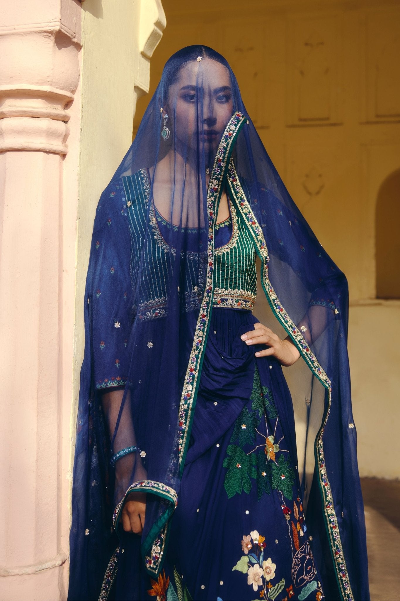 Blue Blossom Anarkali - Vaishali Agarwal - Elahe