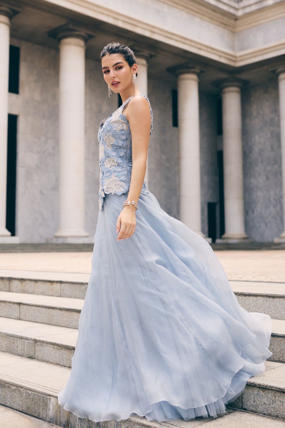 Sky Blue Skirt Set