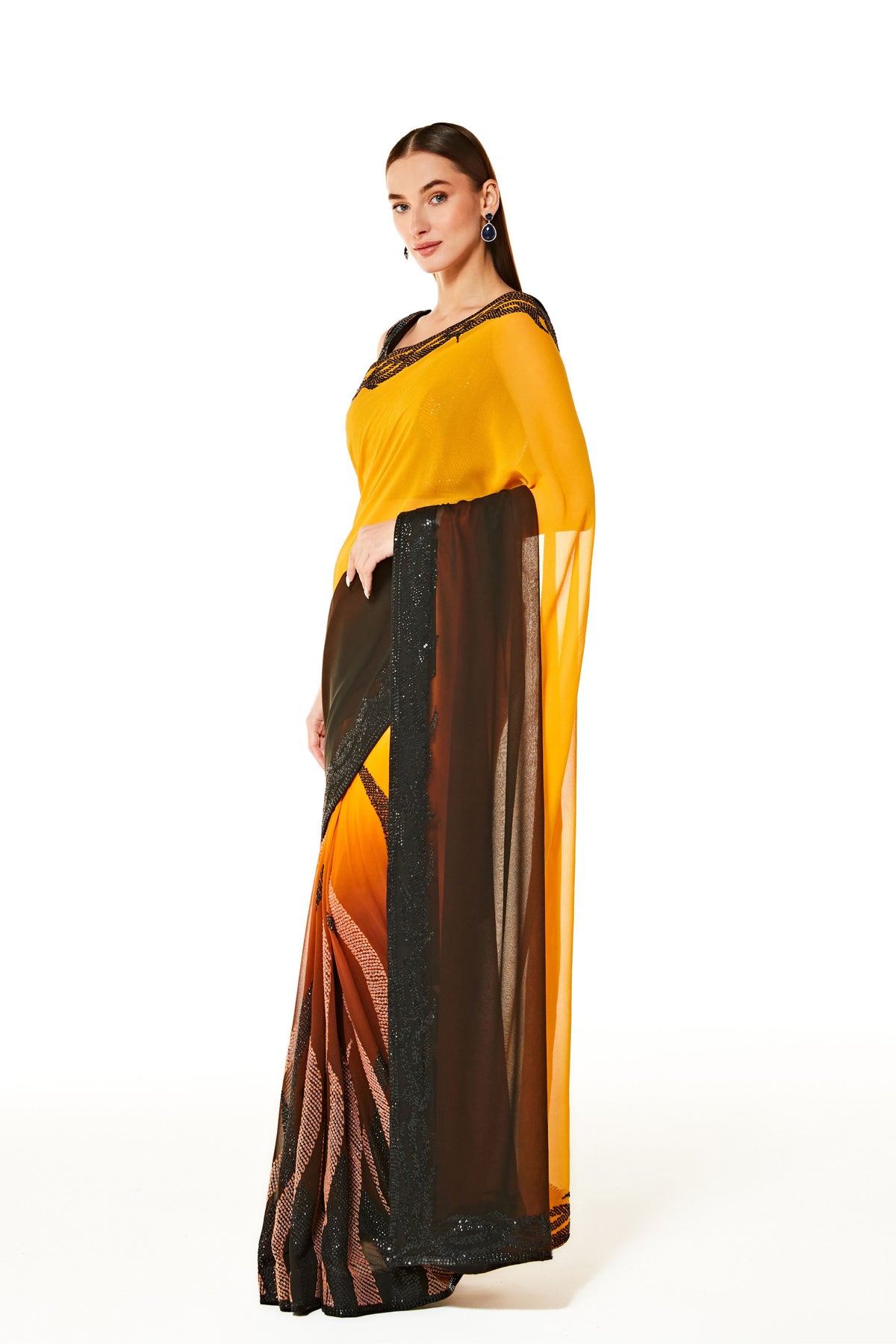 Zaynab Orange Saree Set