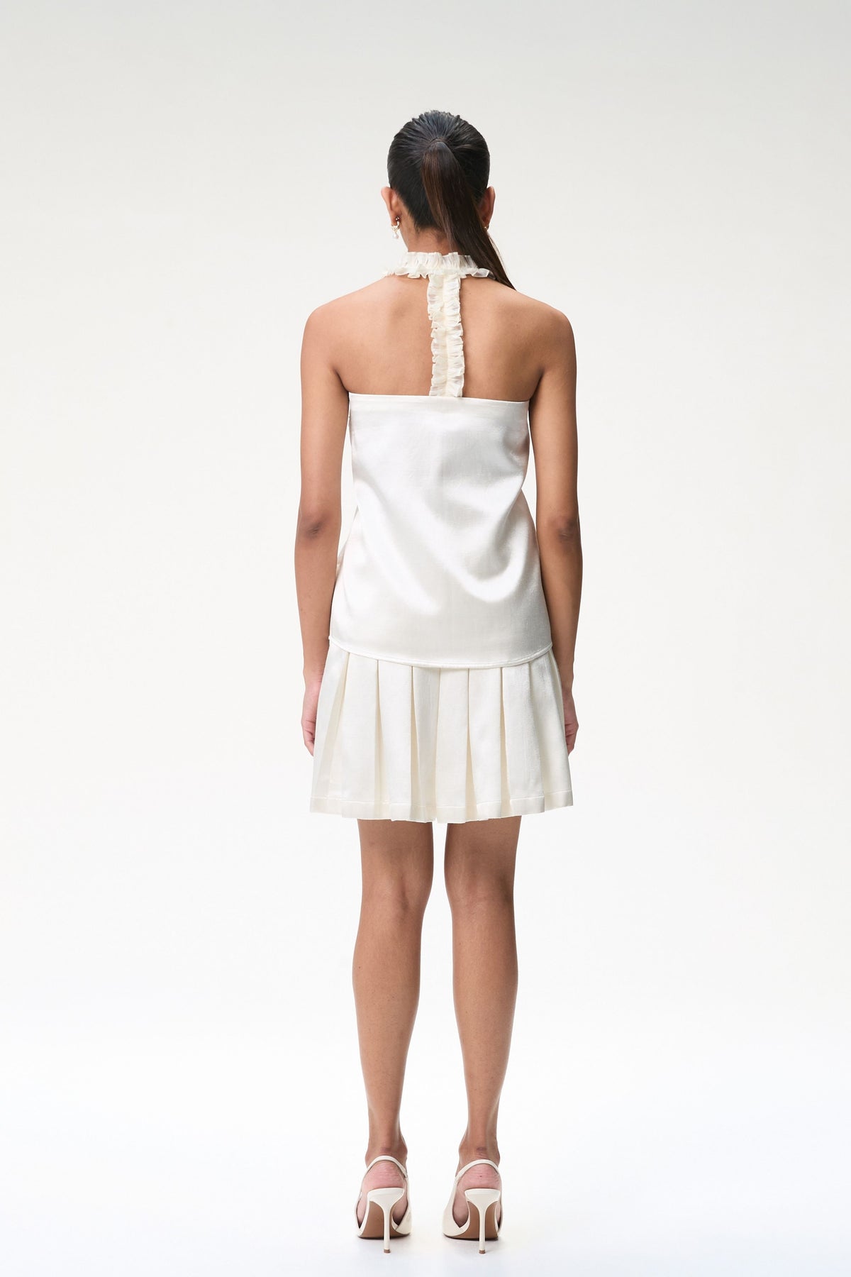 Ruffle Ivory Halter Neck Top