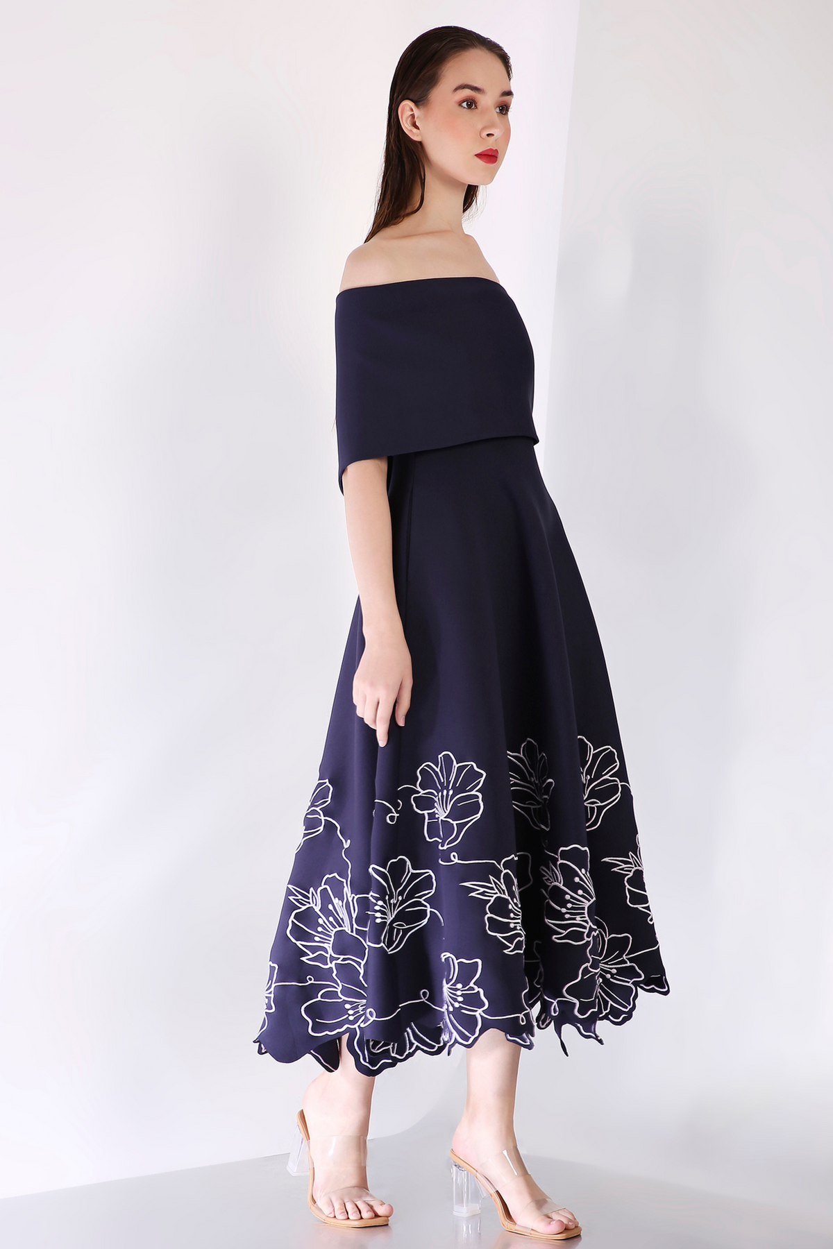Navy Blue Embroidered Dress