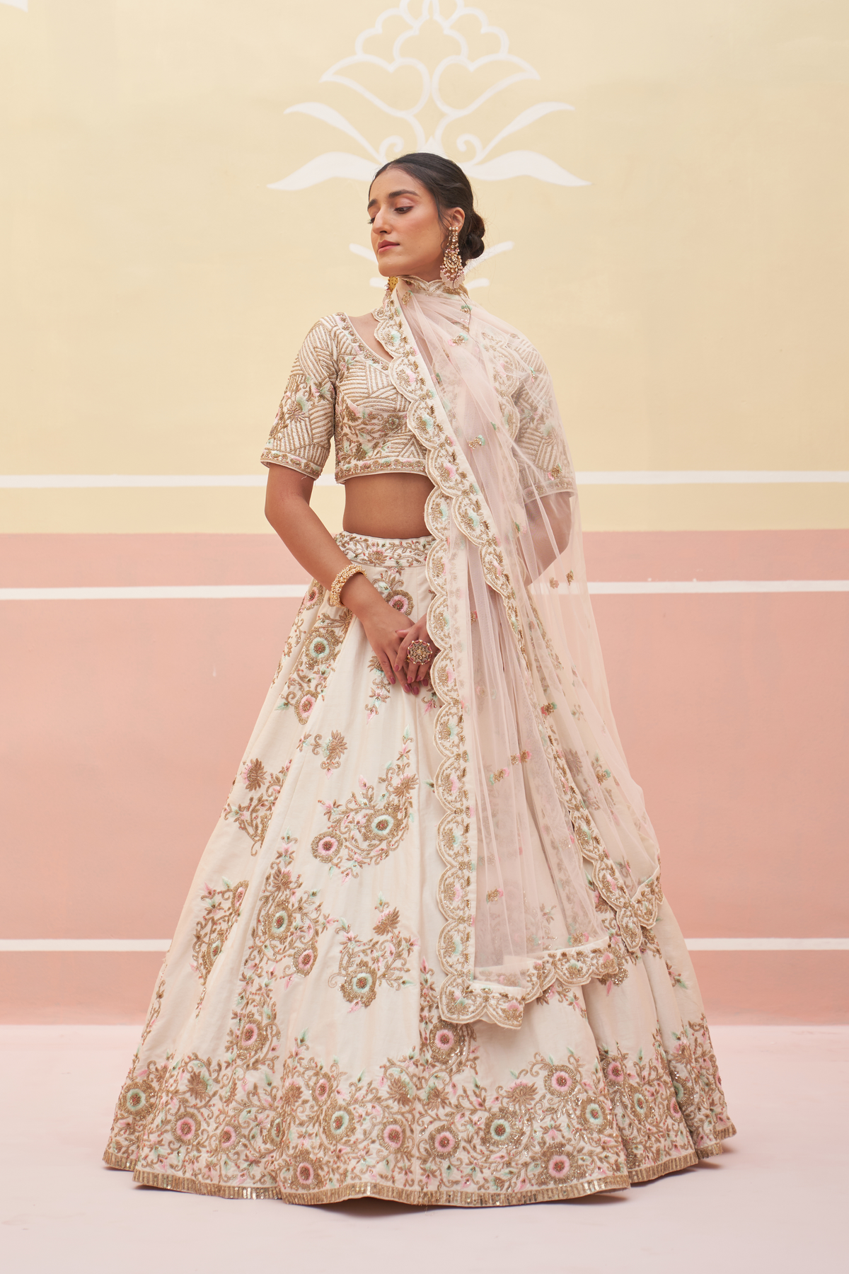 Ivory Zardozi Lehenga Set