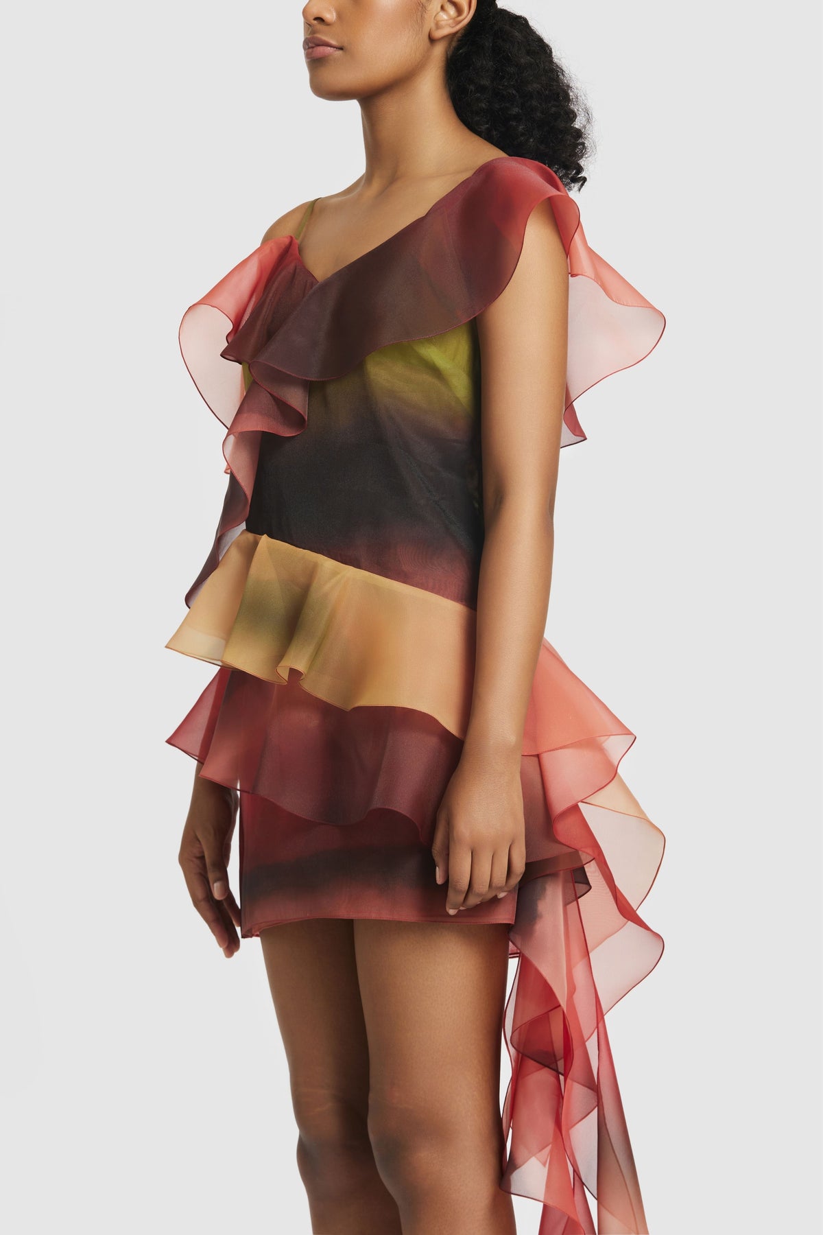 Red &amp; Green Ruffle Shift Dress