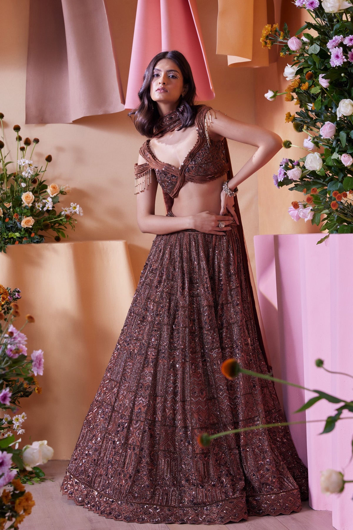 Brown Lehenga Set