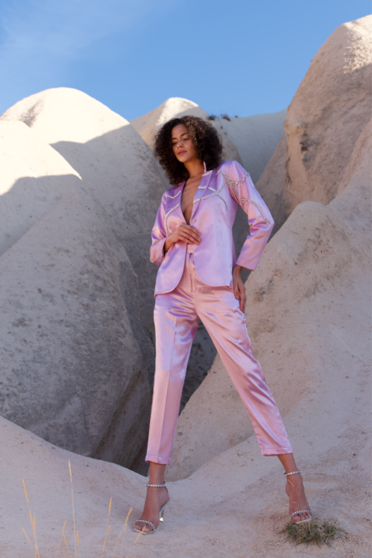 Hand-embroidered Blazer With Pants