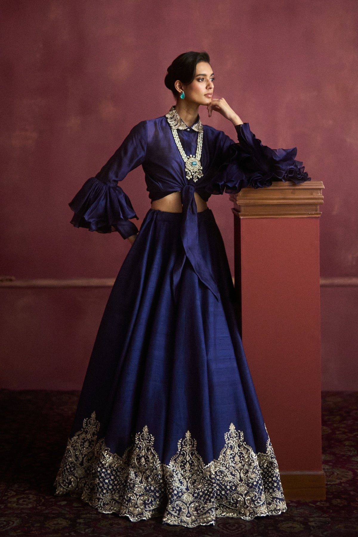 Purple Knot Embroidered Lehenga Set