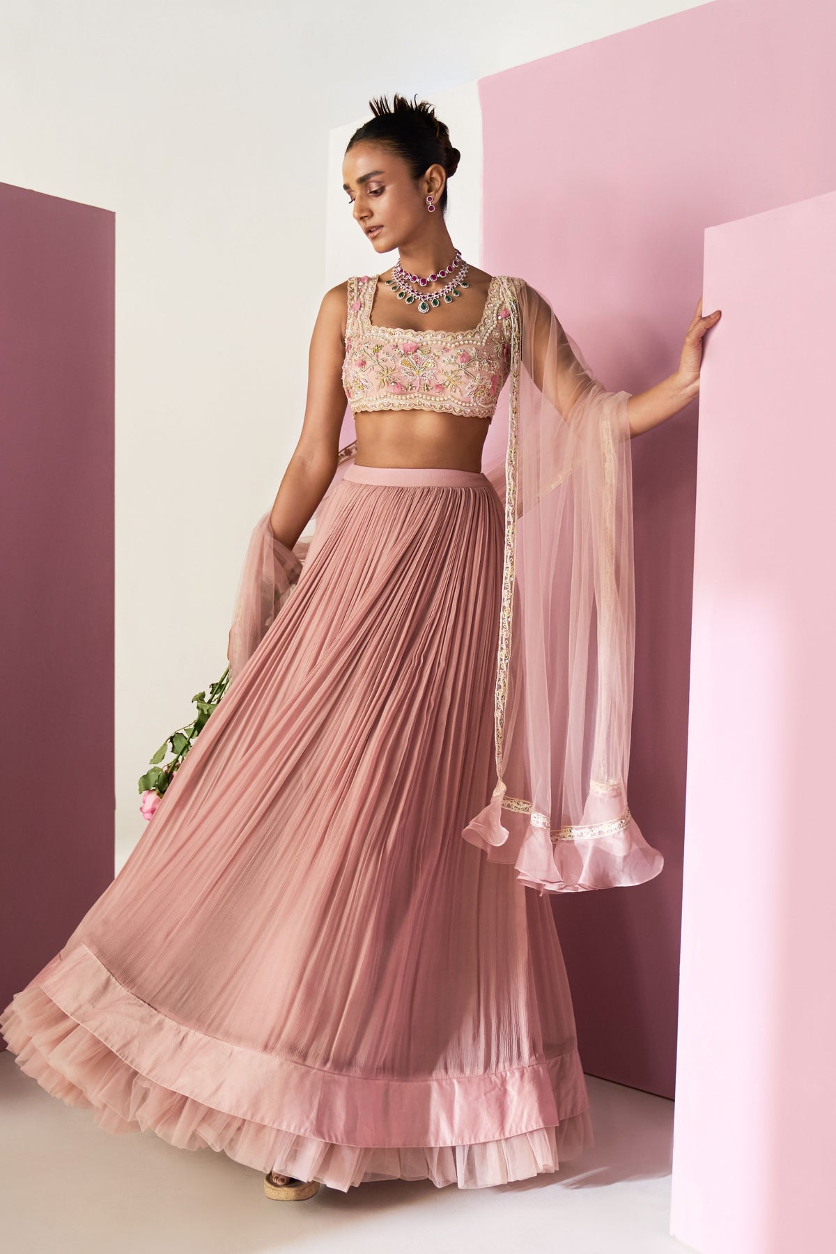 Naahiyah Dusky Pink Lehenga Set
