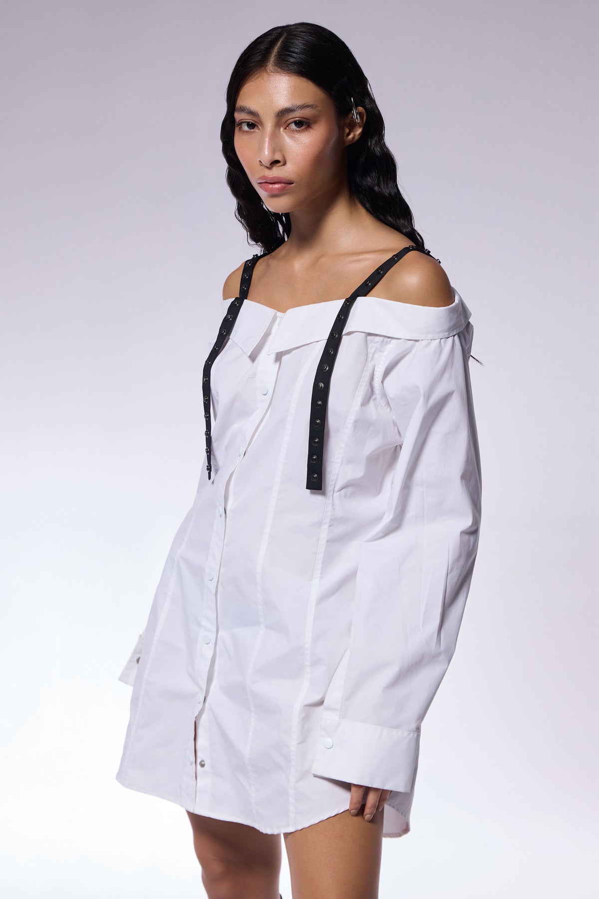 Off-Shoulder Shirt Dress