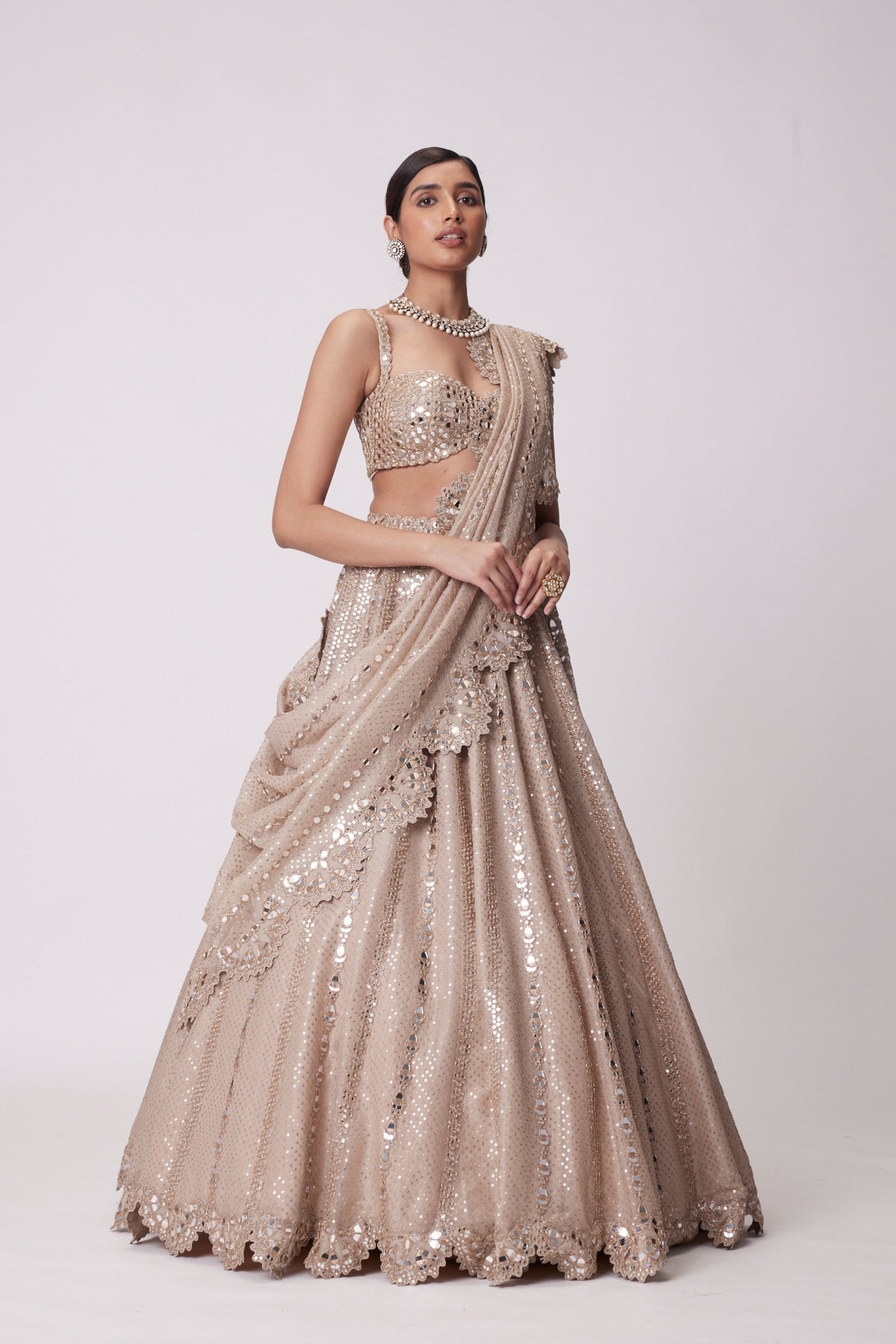 Light Beige Lehenga Set