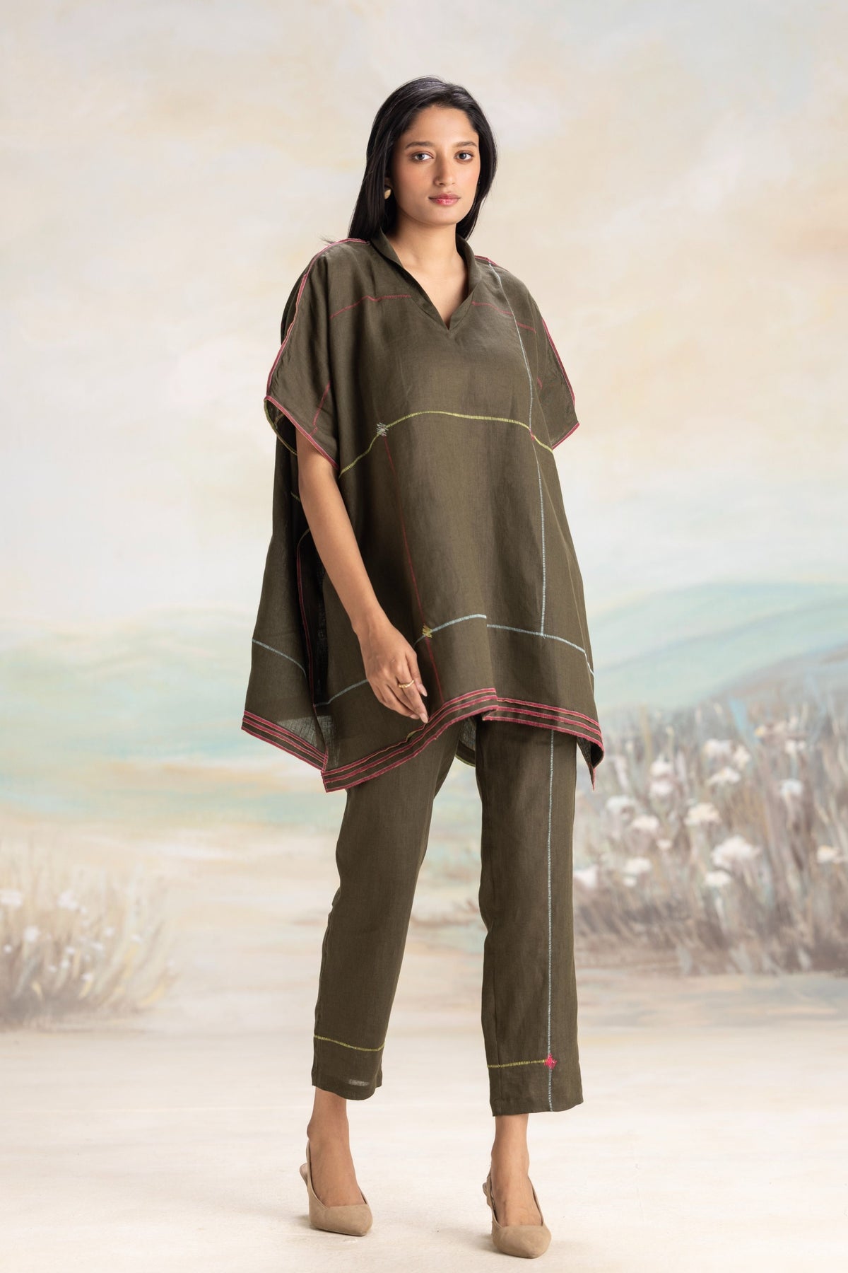Over Lock Square Avocado Co-ord Set