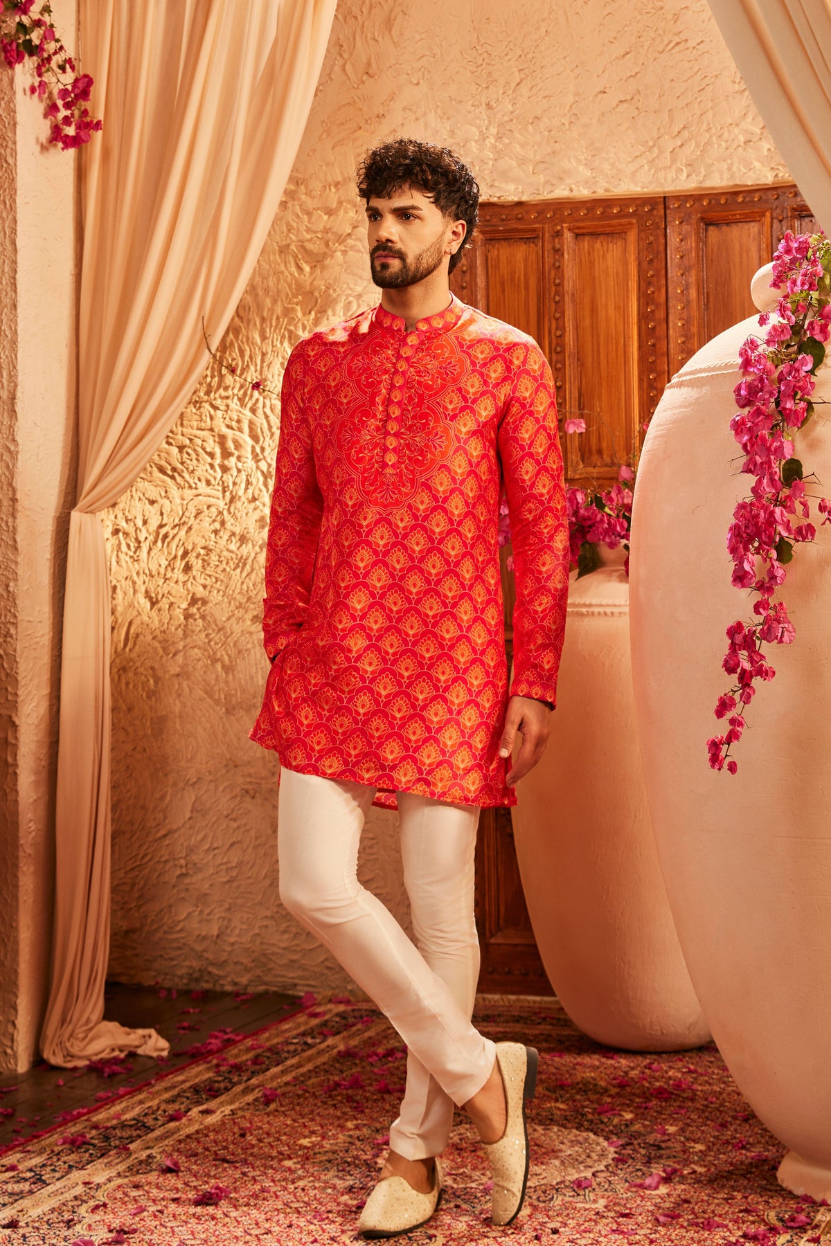 Eric Warm Orange Mens Kurta