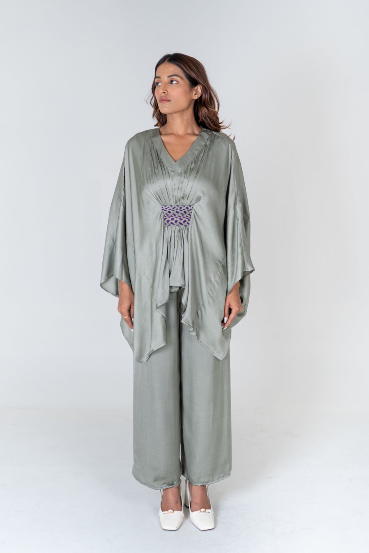 Green-purple Kaftan Co-rd Set