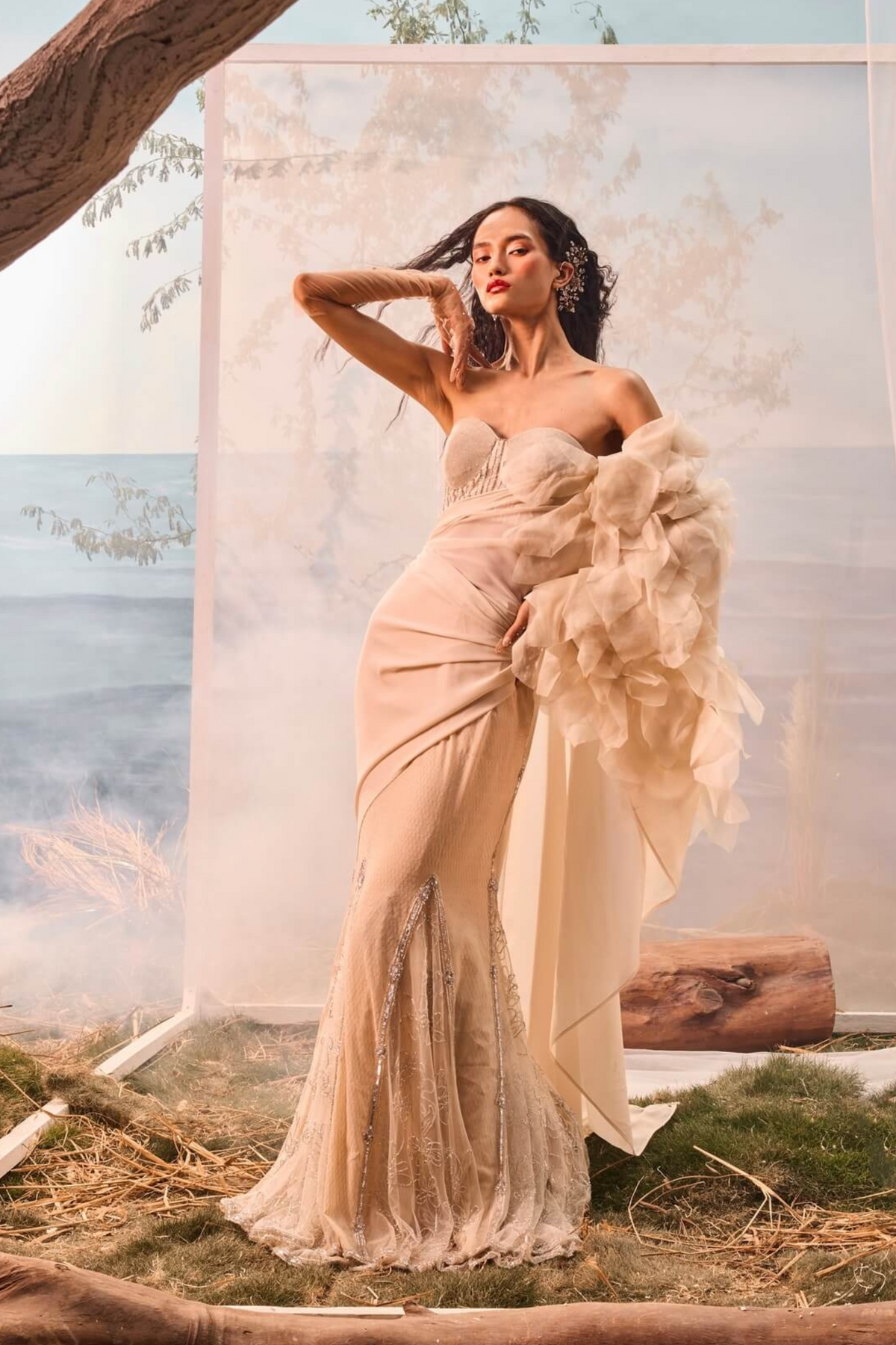 Champagne Kali Sari Set