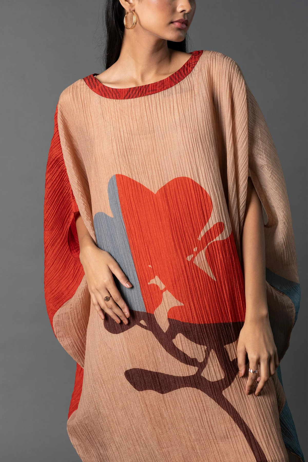 Beige Red Kaftan