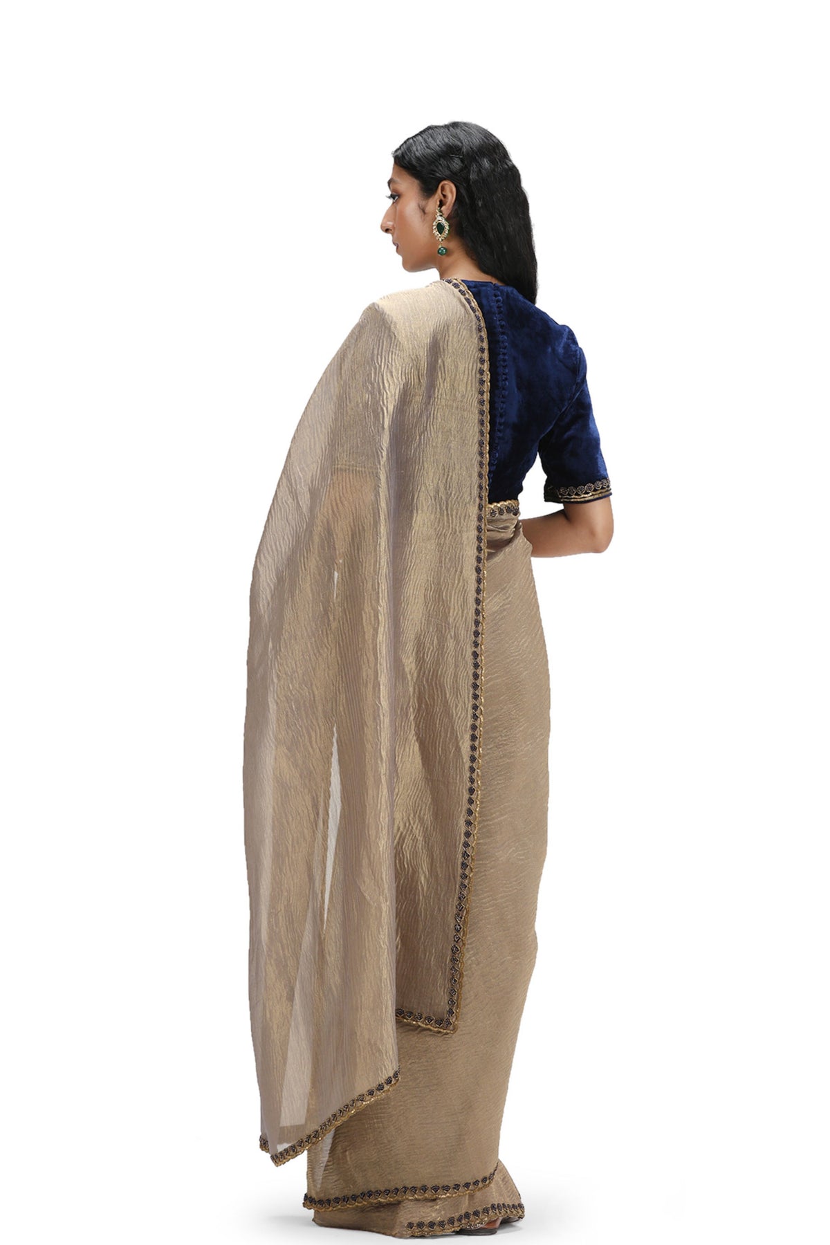 Shanta Metallic Grey Saree Set