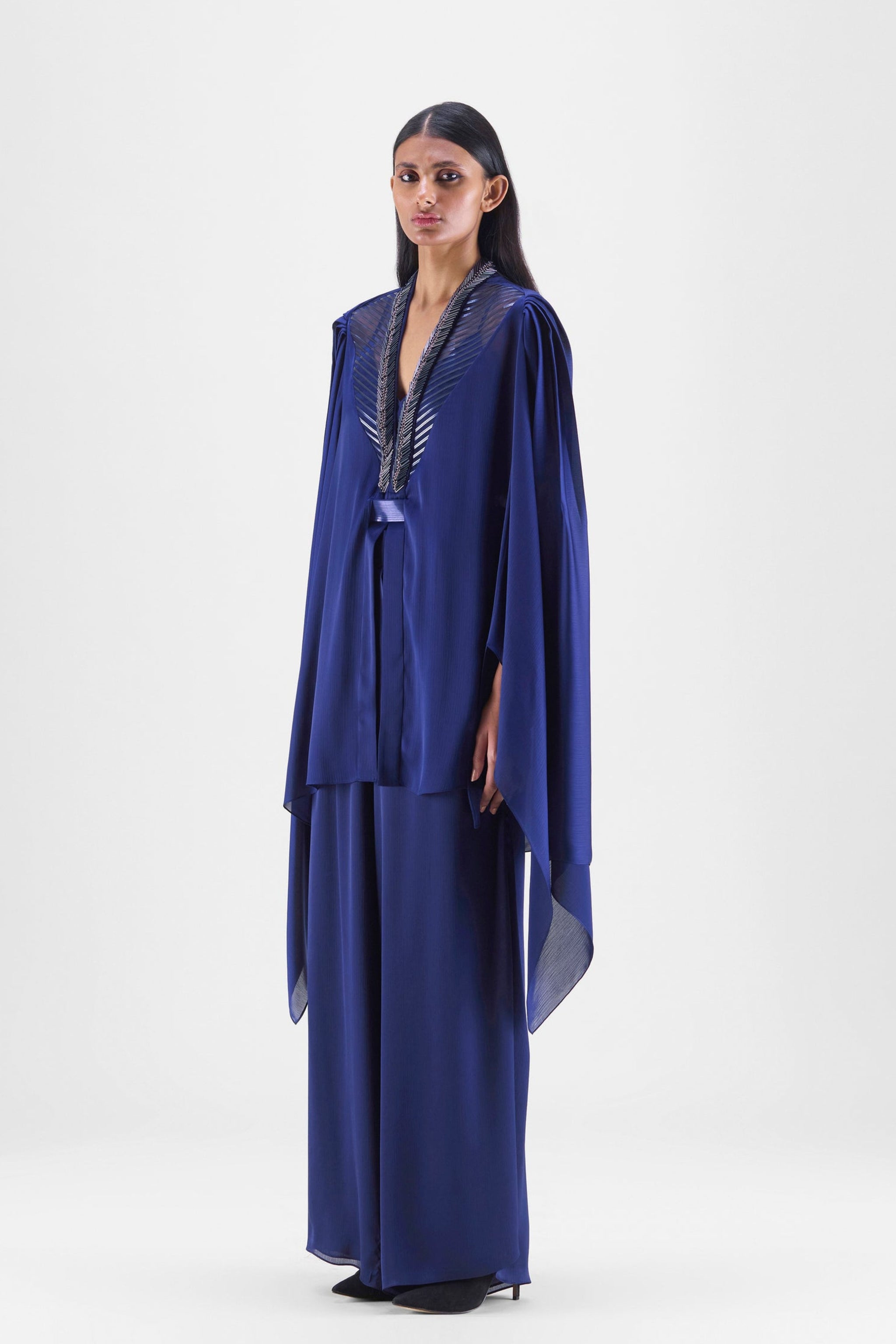 Structured Cape Amit Aggarwal - Ink Blue Structured Cape - Elahe