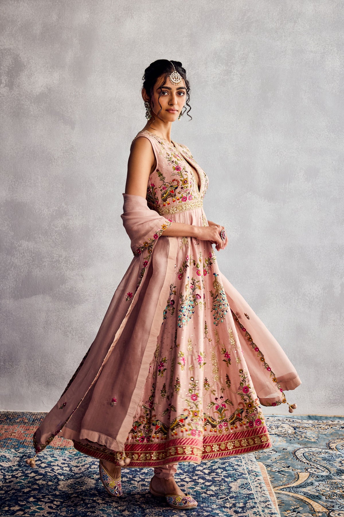 Peach Beige Anarakali Set
