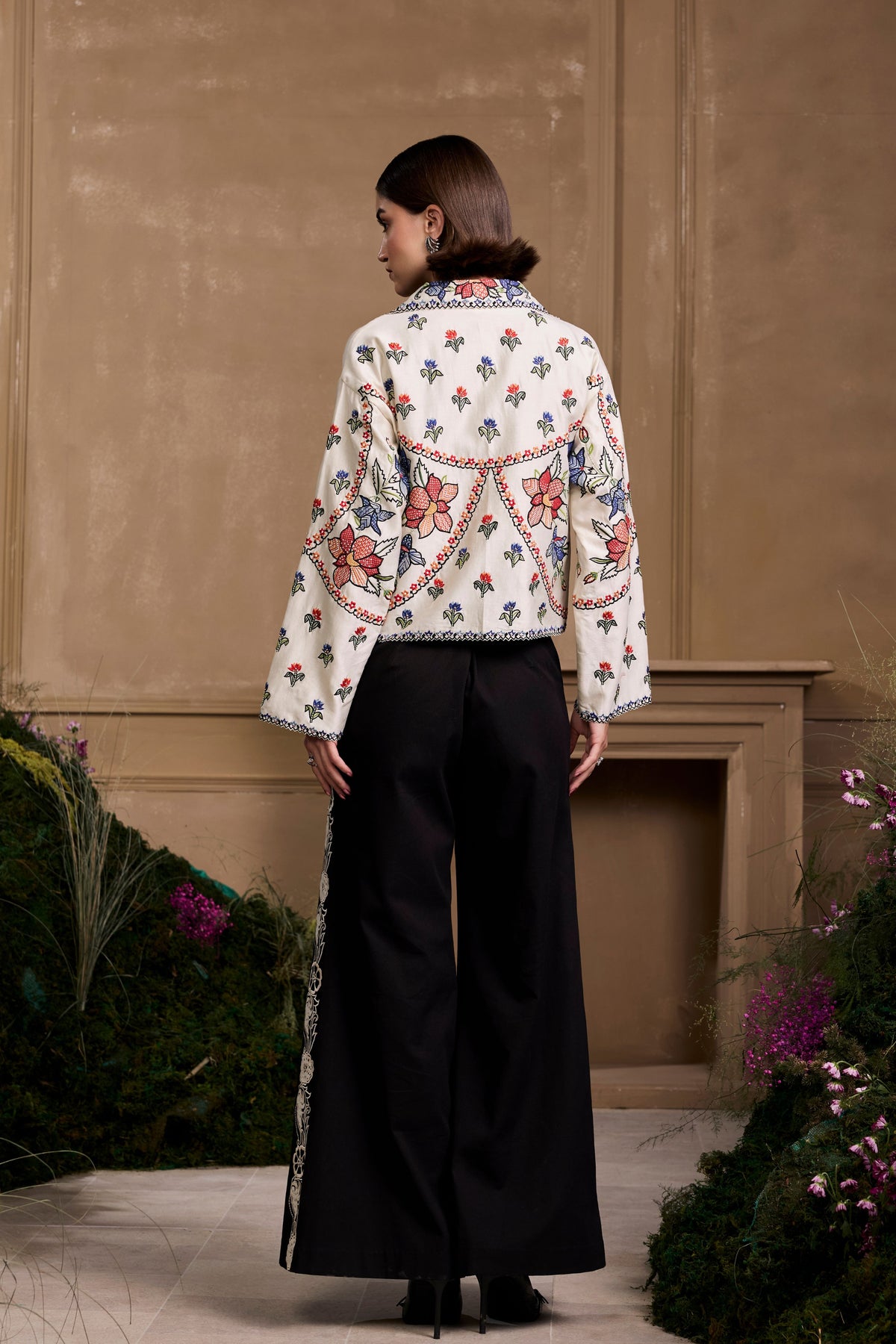 Ivory Floral Short Jacket